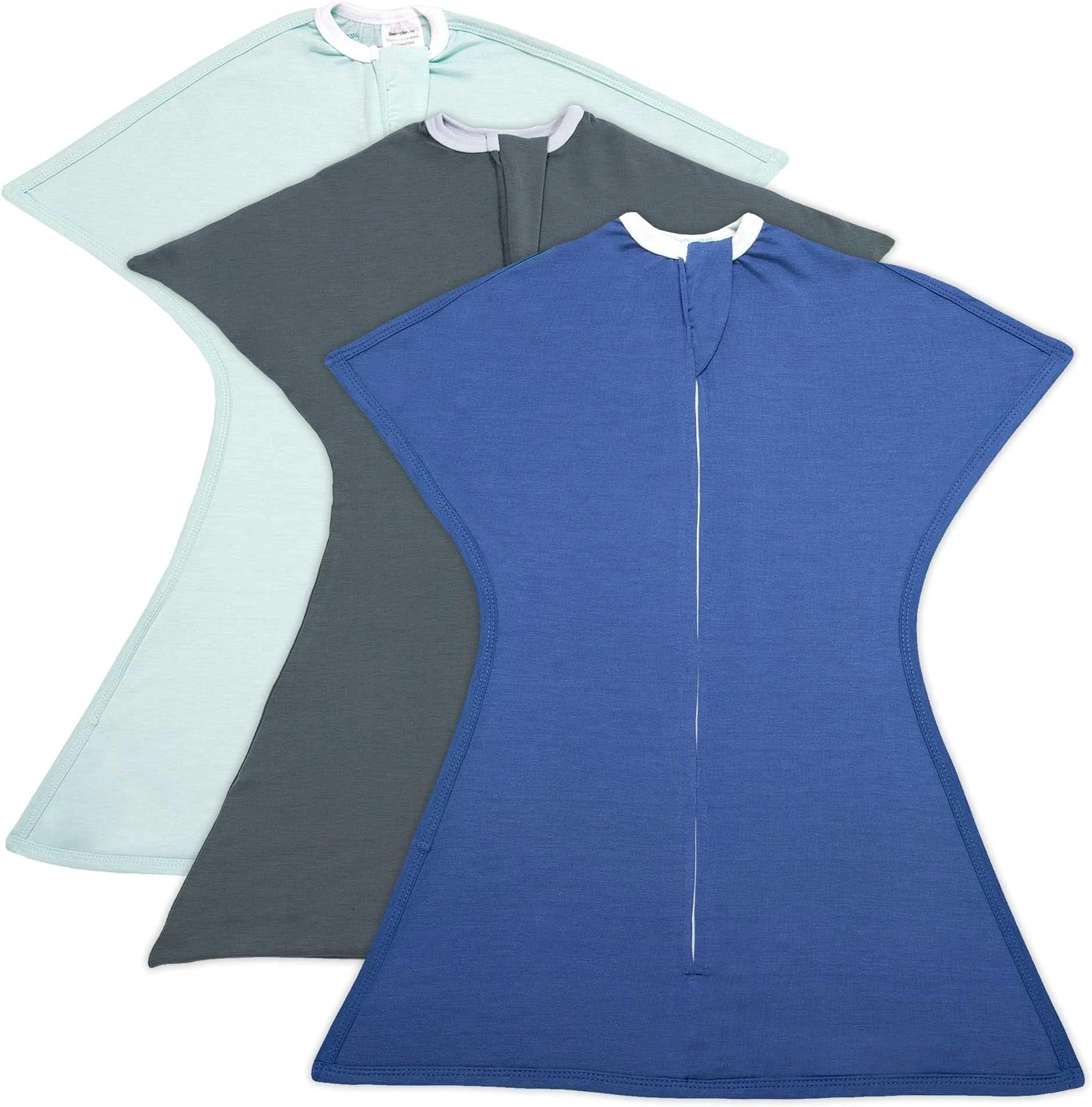 SleepingBaby Zipadee-Zip Transition Swaddle - Baby Swaddling Blanket with Zipper Convenience - Roomy Baby Wearable Blanket for Easy Diaper Changes - ClassicBoy, Large (12-24 Month) - 3 Pack