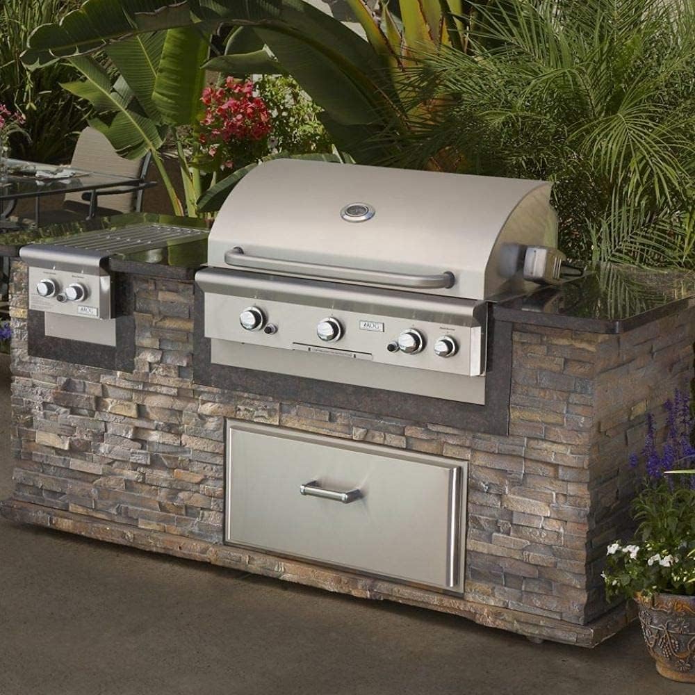 Formosa Covers Heavy Duty 30 Inch Built-in Grill Cover - 4 Burner Outoor Gas Grill Cover, Waterproof Vinyl + Cotton-Lined, Peel and Stick Fasteners 30" L x 30" D x 16" H Vinyl Black