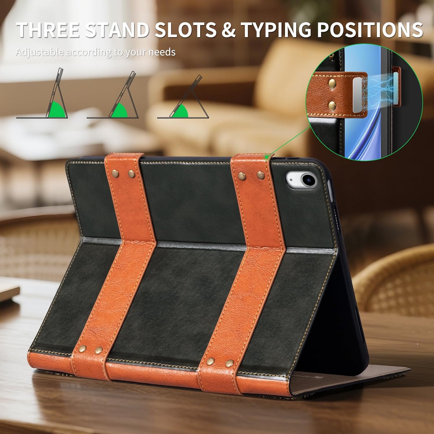for Ipad Air 13 inch Case M4 2026/M3 2025/M2 2024 Leather Protection Cover Protective Shell with Auto Sleep/Wake.Green