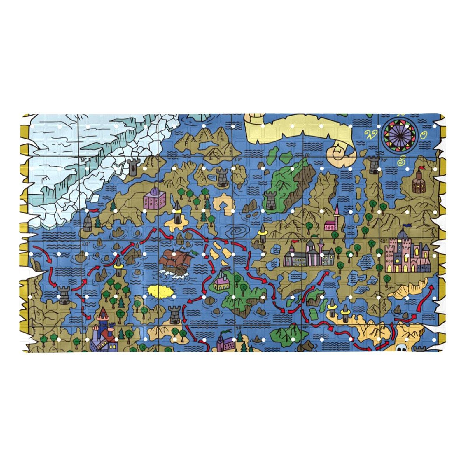Tapis de bain antidérapant anti-glissade à ventouses bleu ocean PVC