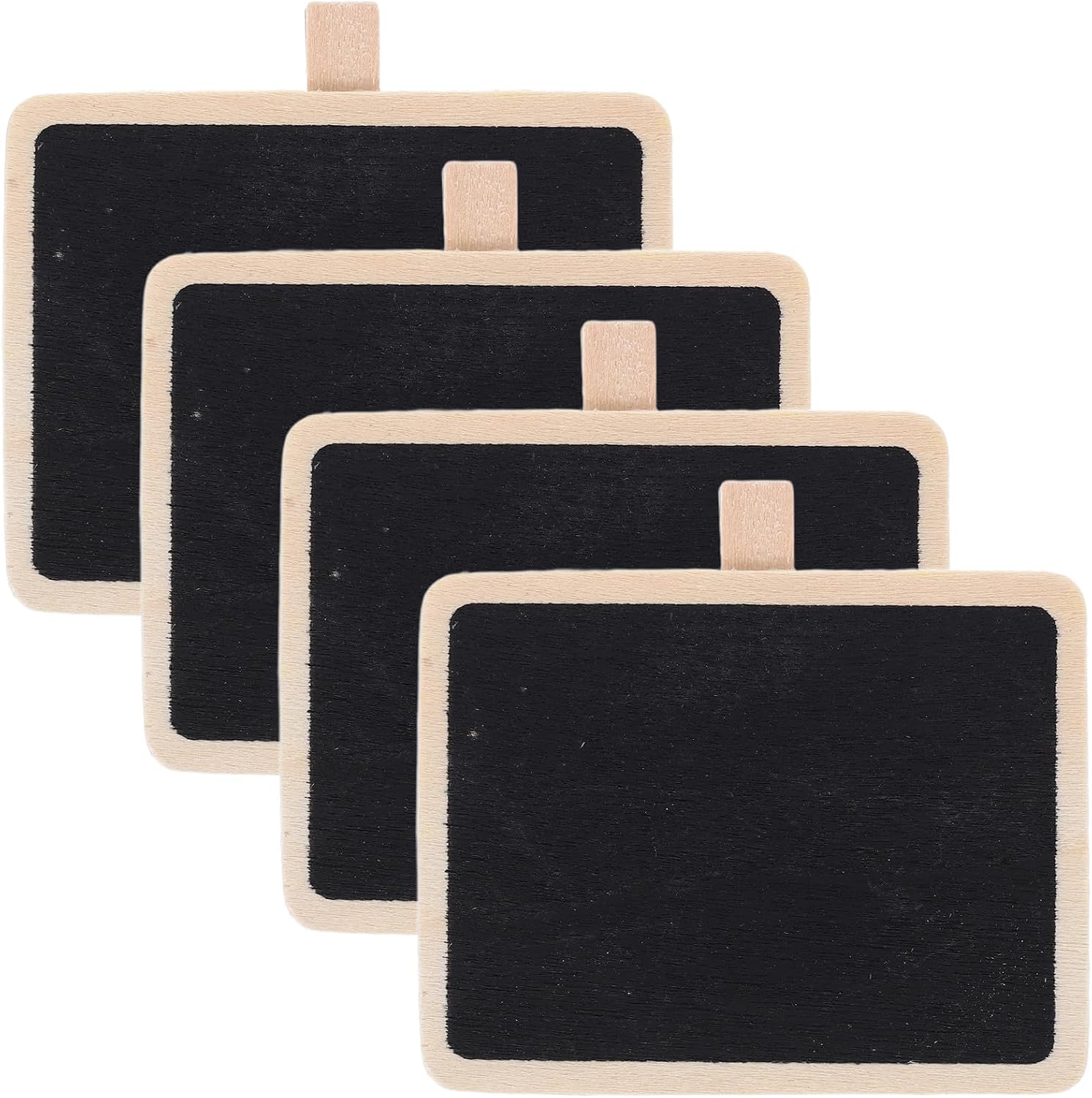4pcs Small Wooden Blackboard Clips Mini Chalkboard Signs for Food Labels Memo Holder Photo Display Decorative Message Board for Party and Events