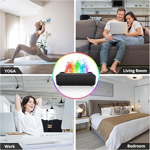 Miniatura 7 de Difusor de aceite esencial, difusor de aceite de llama de 8.5 fl oz, humidificador de aromaterapia, efecto de llama activado por sonido, llama