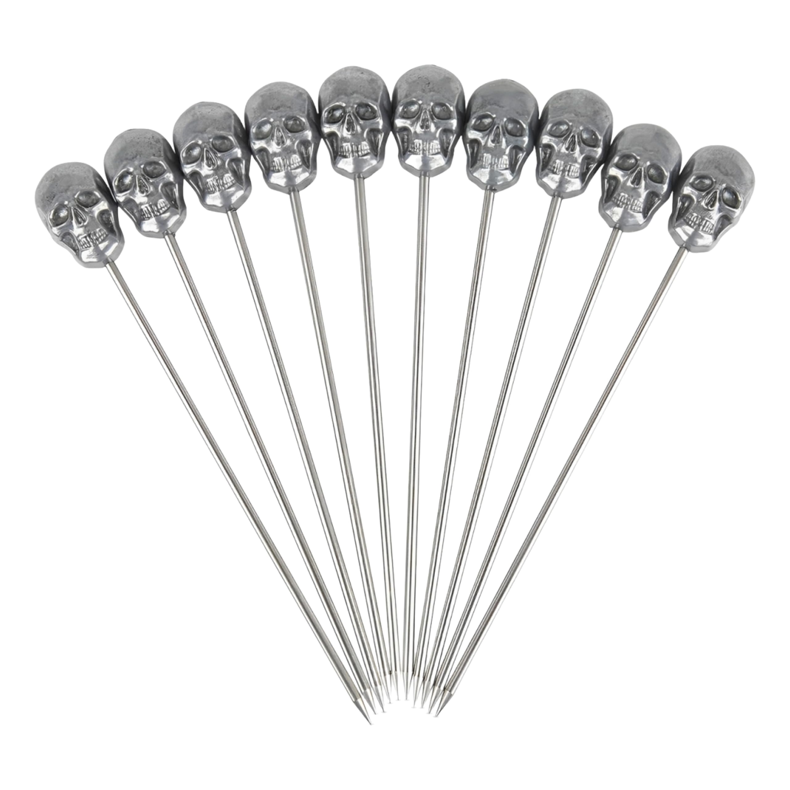 We Can Source It Ltd - Skull Design Cocktail Garnish Picks - Zinc Plated Picks - Pack Of 10
