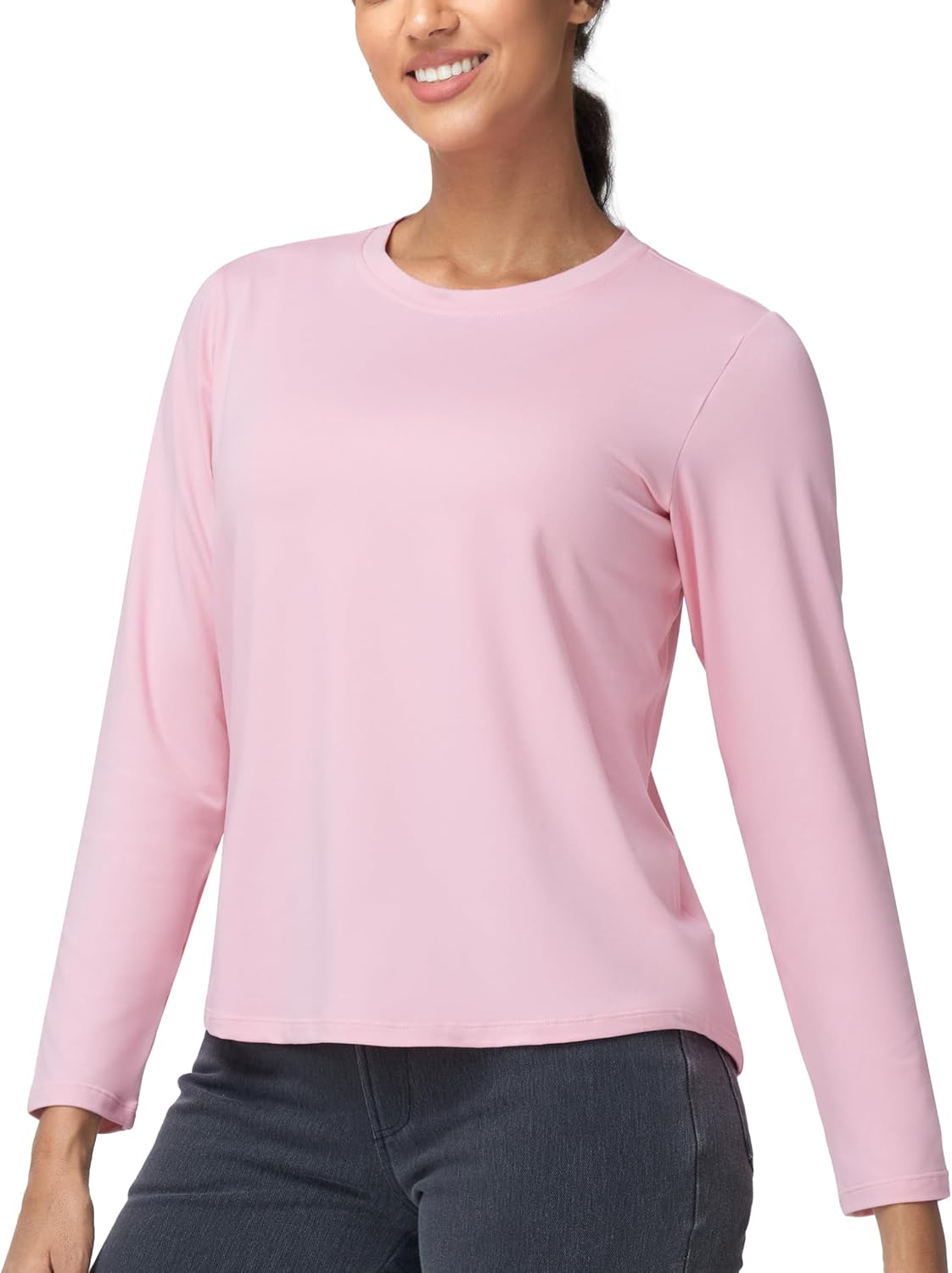 THE GYM PEOPLE Women's Long Sleeve Soft Workout Shirts Basic Crewneck UPF 50+ Sun Lightweight Fall Athletic Running Tops - Image 2