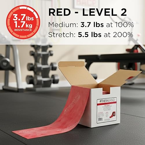Miniatura 3 de THERABAND Resistance Band 25 Yard Roll, Non-Latex Professional Elastic Stretch Bands for Upper & Lower Body Exercise Workouts, Physical Therapy