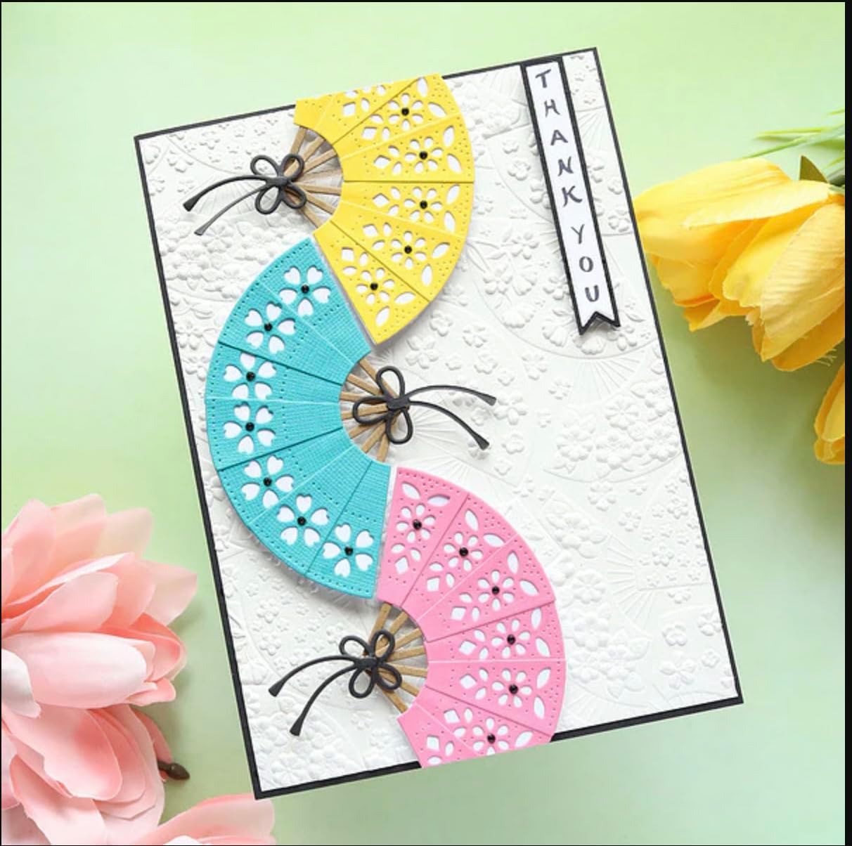 Spellbinders Alex Syberia Designs Floral Fans 3D Embossing Folder, 5.5x8.5 inches from the Springtime in Kyoto Collection