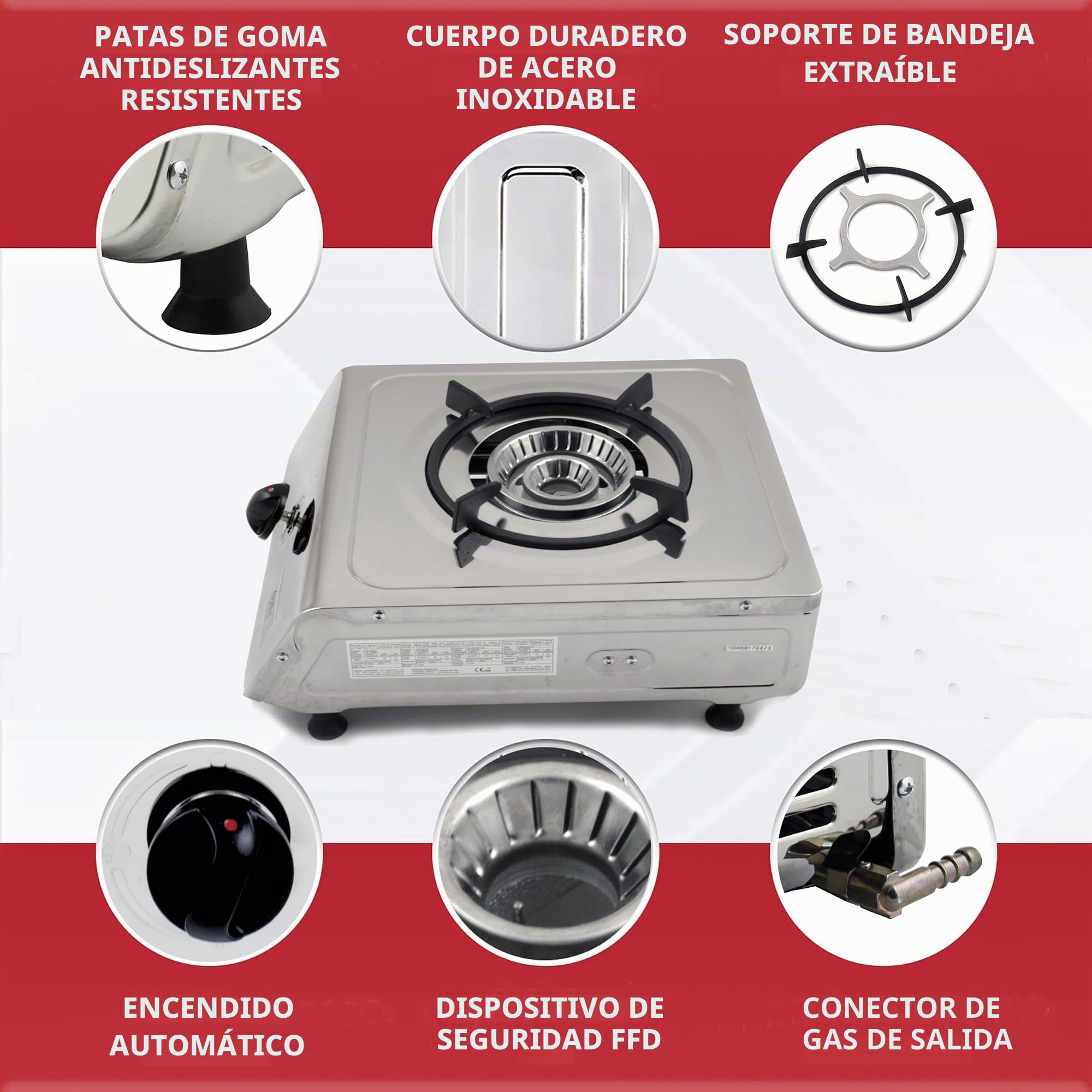 NJ-100SD - Estufa de gas portátil de acero inoxidable para catering, 4 kW para interiores