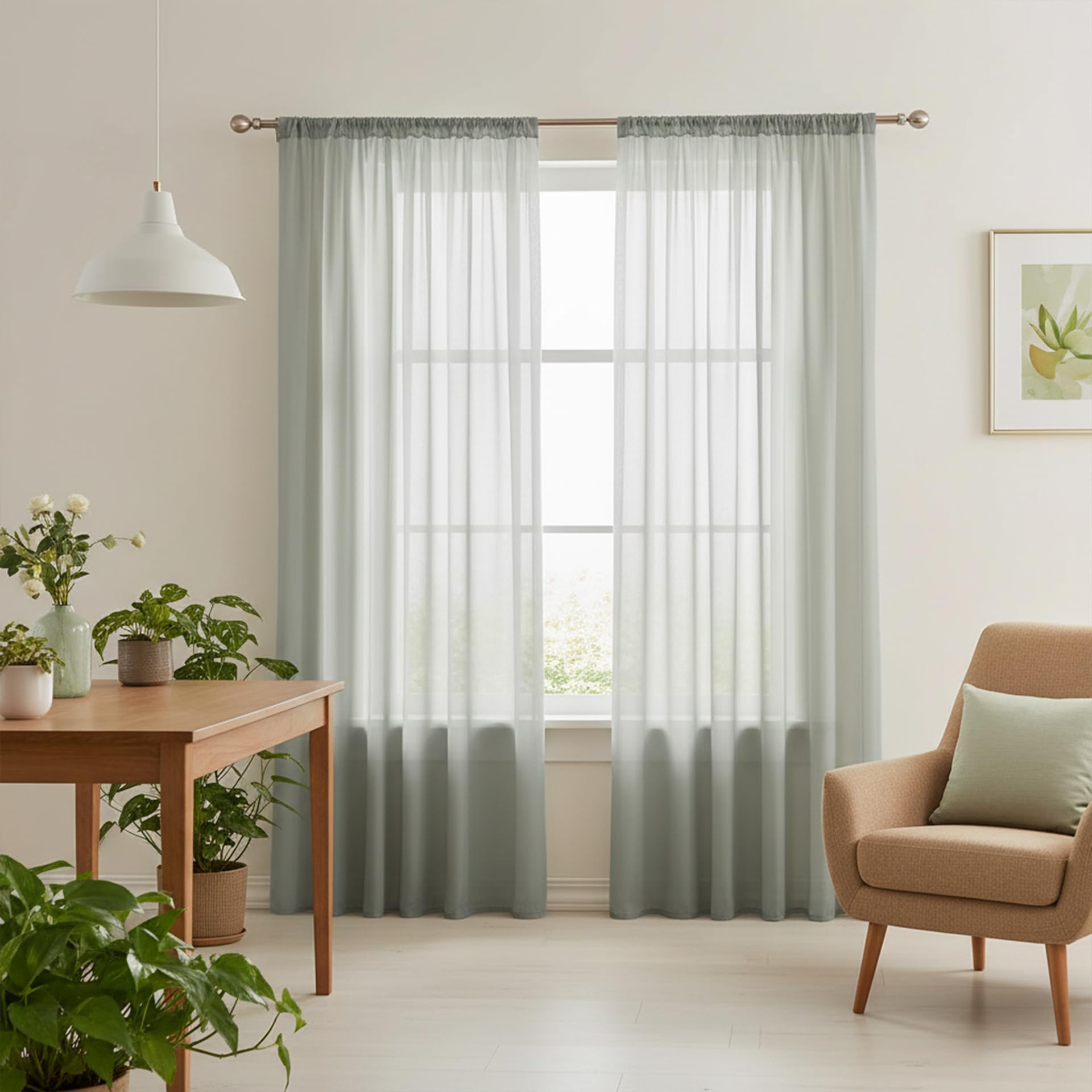 AMZYU Voile Curtains Sheer 2 Panels 210 x 130 cm Light Filtering Sheer Curtains Short Airy & Lightweight Elegant, Machine Washable for Bedroom and Kitchen, Grey