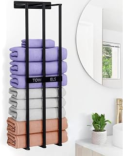 Towel Storage,Towel rail wall mounted, 75cm Bathroom Towel Holder Can Hold 6 Large Bath Sheets, 3 Bar Rail Bath Towel Racks, Bathroom Storage Rack for Rolled Salon Towel, Black