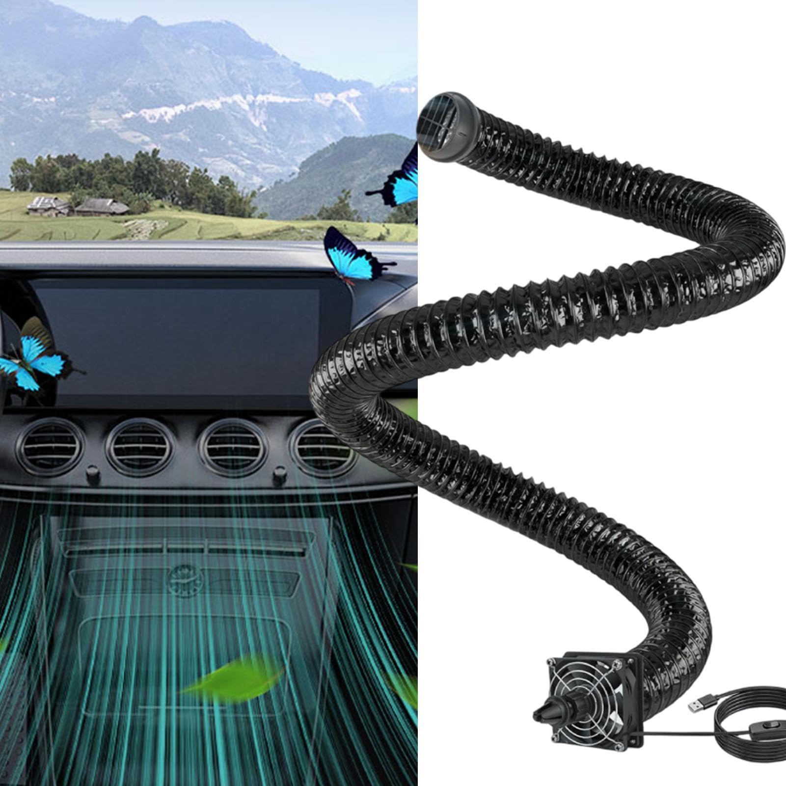 Prolunga di sfiato per auto, flessibile, con ventola USB, resistente al calore, 3 metri, per camion, camper, SUV, berlina, pickup, furgoni, rimorchi, pendolari