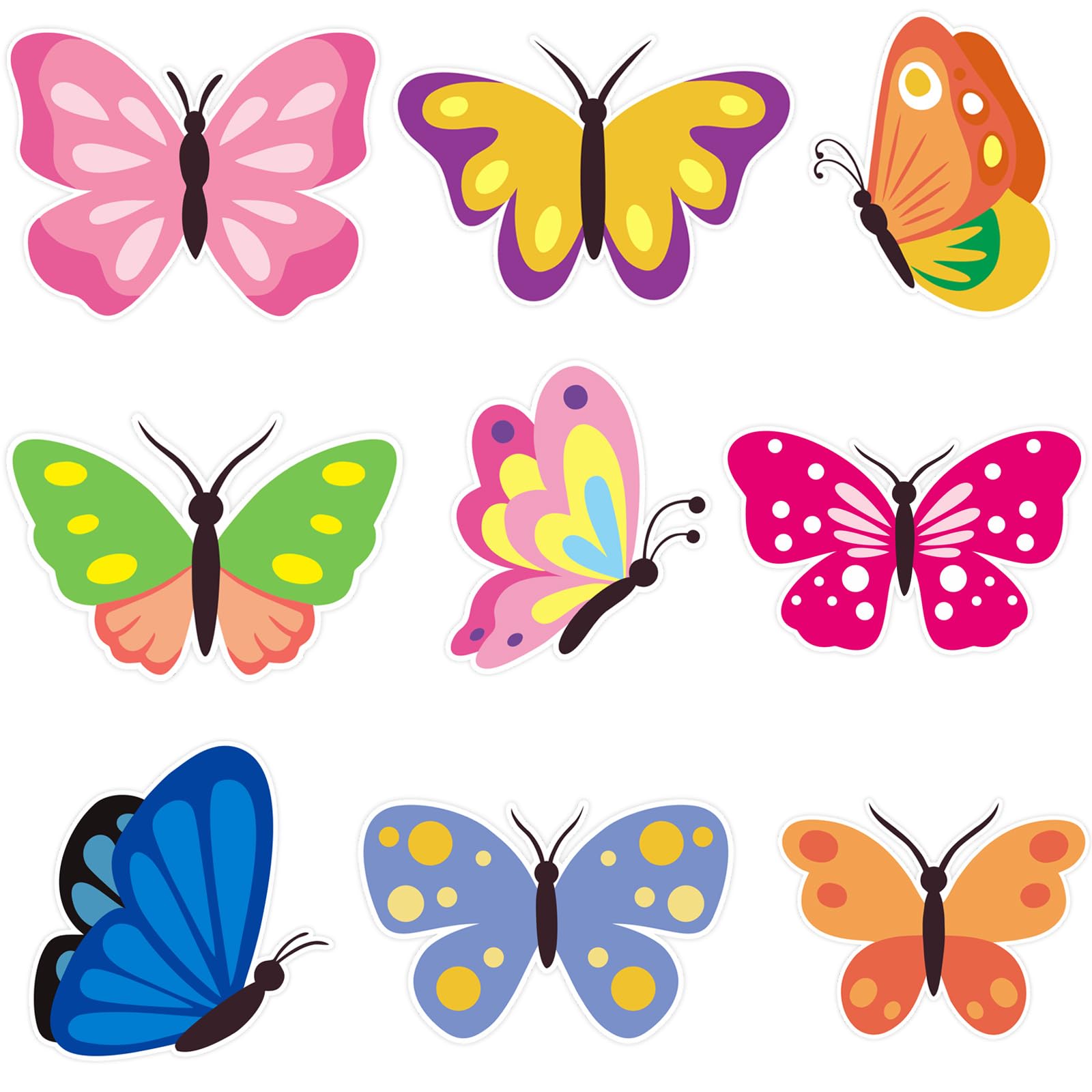 Vuzvuv 54Pcs Spring Colorful Butterfly Cutouts Paper with 100Pcs Glue Points for Wall Bulletin Board Decorations or Theme Party or Classroom Decor Supplies
