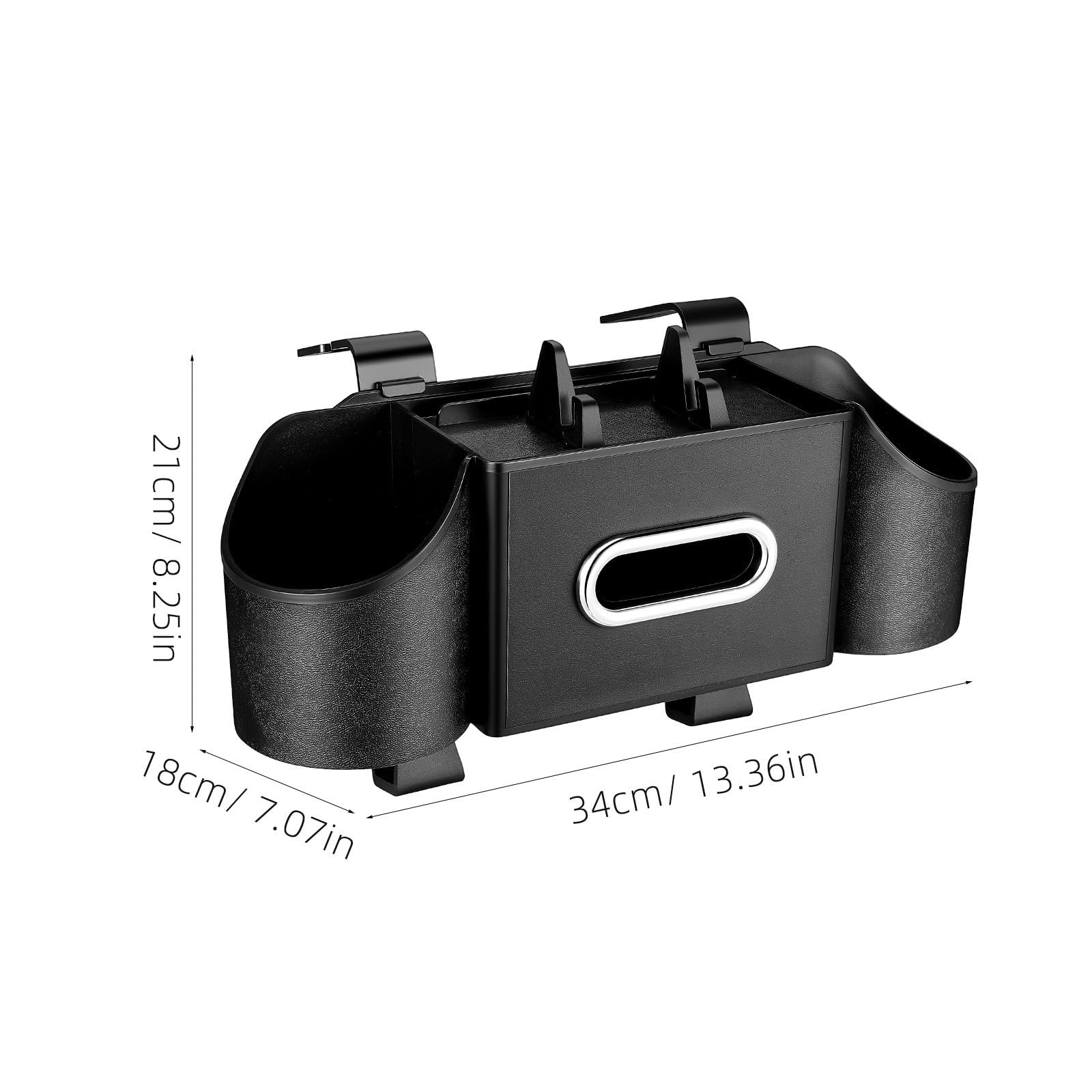 Hemobllo Kopfstützen Aufbewahrungsbox und Haken Organizer mit Getränkehalter Multifunktionale Integrierte Taschentuchbox Schwarz für Rücksitzlehne Auto Innenraum Zubehör für Reise