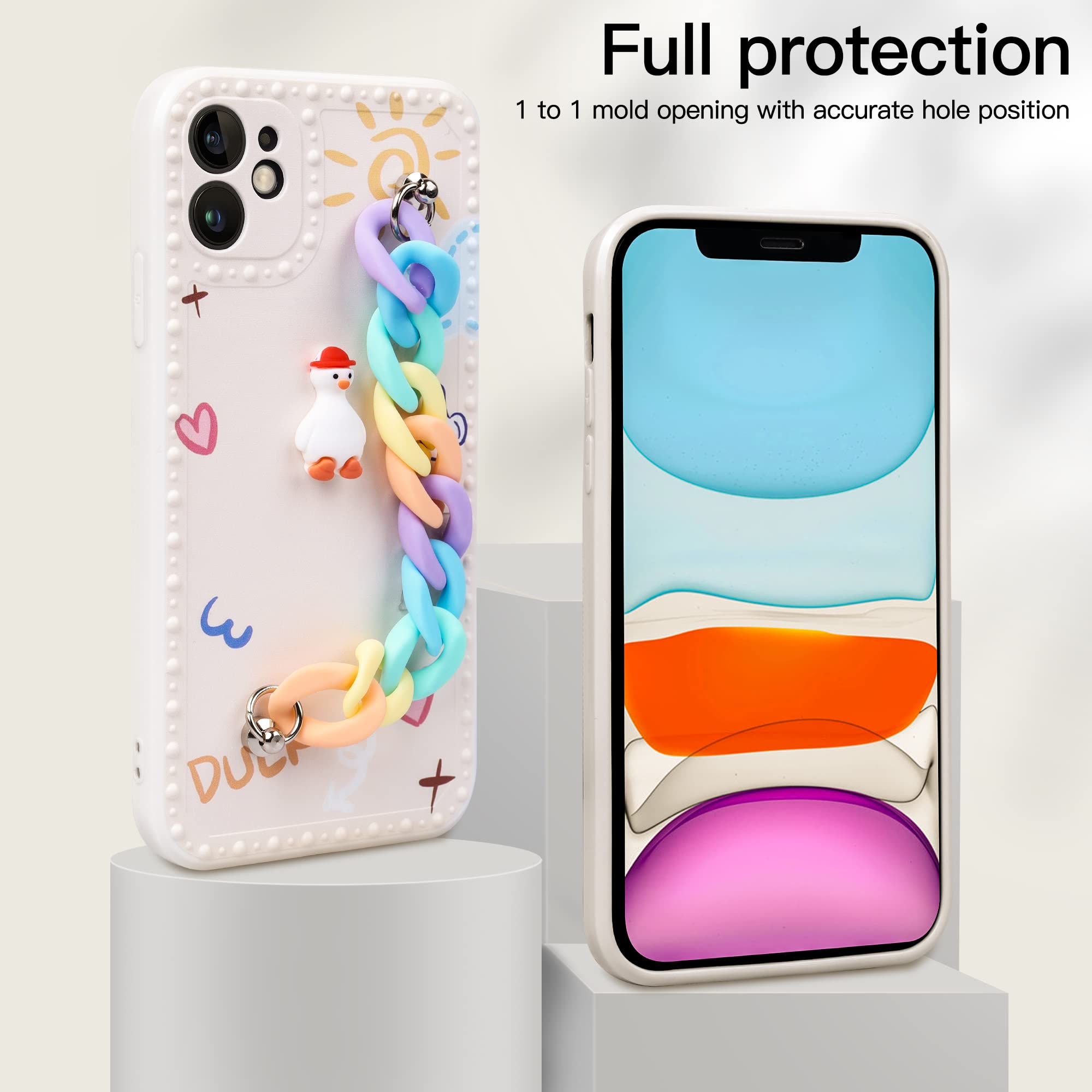 Kueqeay Cover con Cordino per iPhone 13 Pro Max 6,7'', Silicone Morbido Custodia Aesthetic Summer Mädchen Modello Amore 3D Disegni Collana Universale Protezione Fotocamera Protettiva Case, Nero