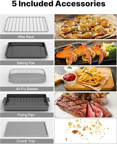 Miniatura 6 de JOYAMI Air Fry - Horno de encimera, horno de convección de 18 cuartos de galón y 1600 W y parrilla de interior con ventana transparente para freír