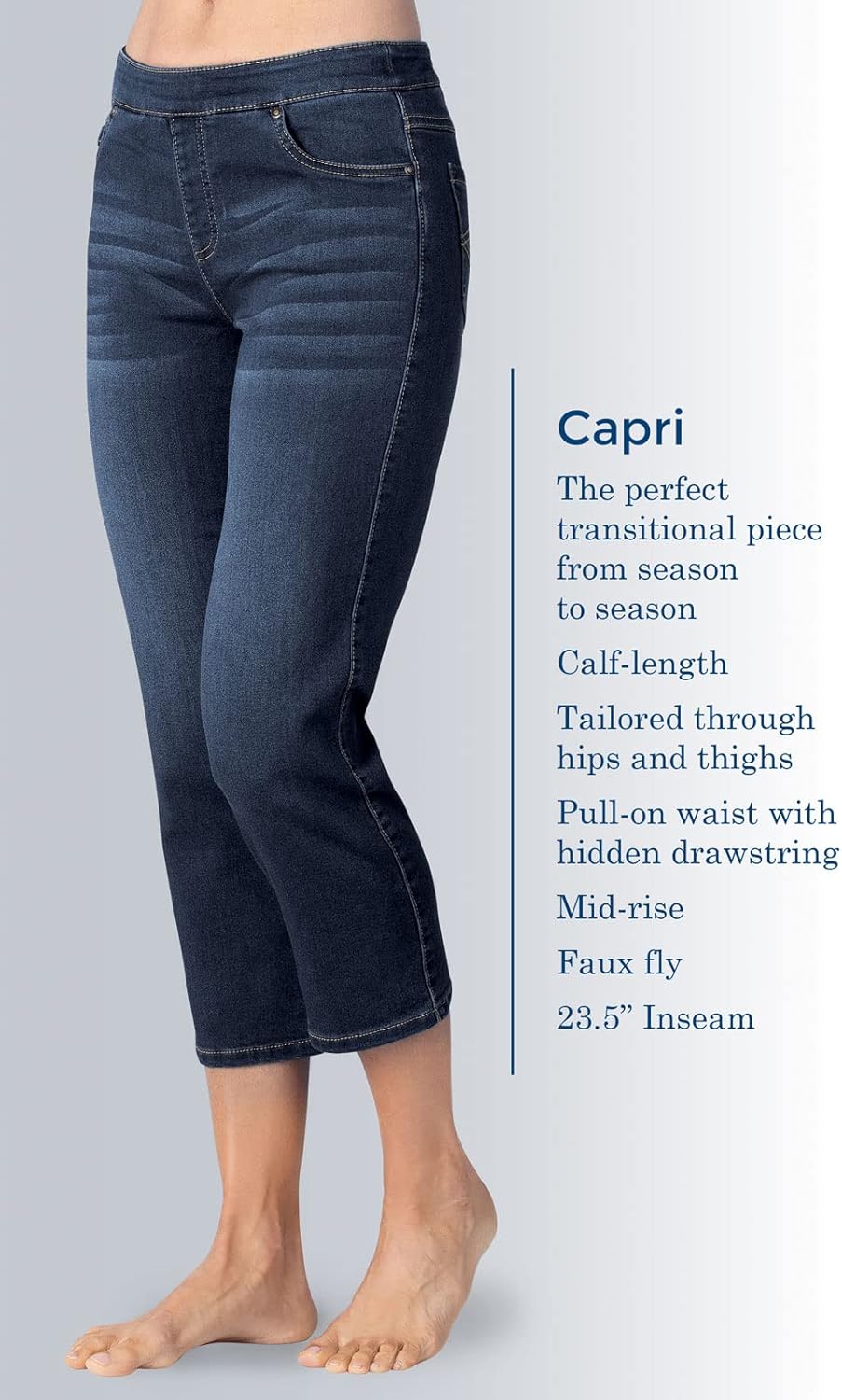 PajamaJeans Women Capri Jeans for Summer - Women's Capris - Pedal Pushers for Women Pull on Capris - Womens Casual Capris - Image 3