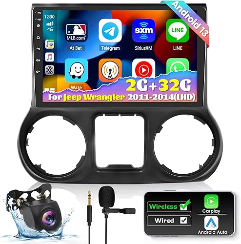Miniatura 1 de Roinvou Estéreo Android CarPlay 2+32G para Jeep Wrangler (LHD) 2011-2014, pantalla táctil de 10.1 pulgadas, navegación GPS en el tablero con CarPlay