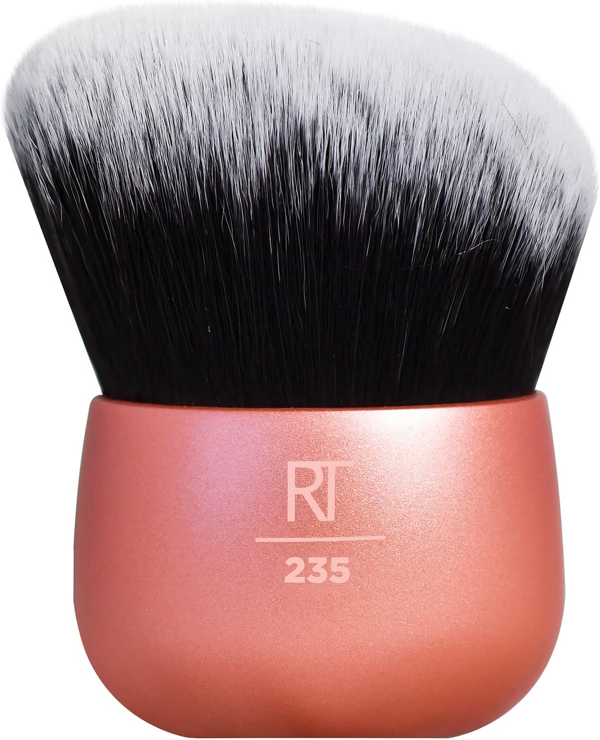 Real Techniques Hoekige Kabuki borstel, voor body bronzer of foundation applicatie, handloze make-up blender, dichte, synthetische haren, aluminium handvat, veganistisch en dierproefvrij, oranje, 1