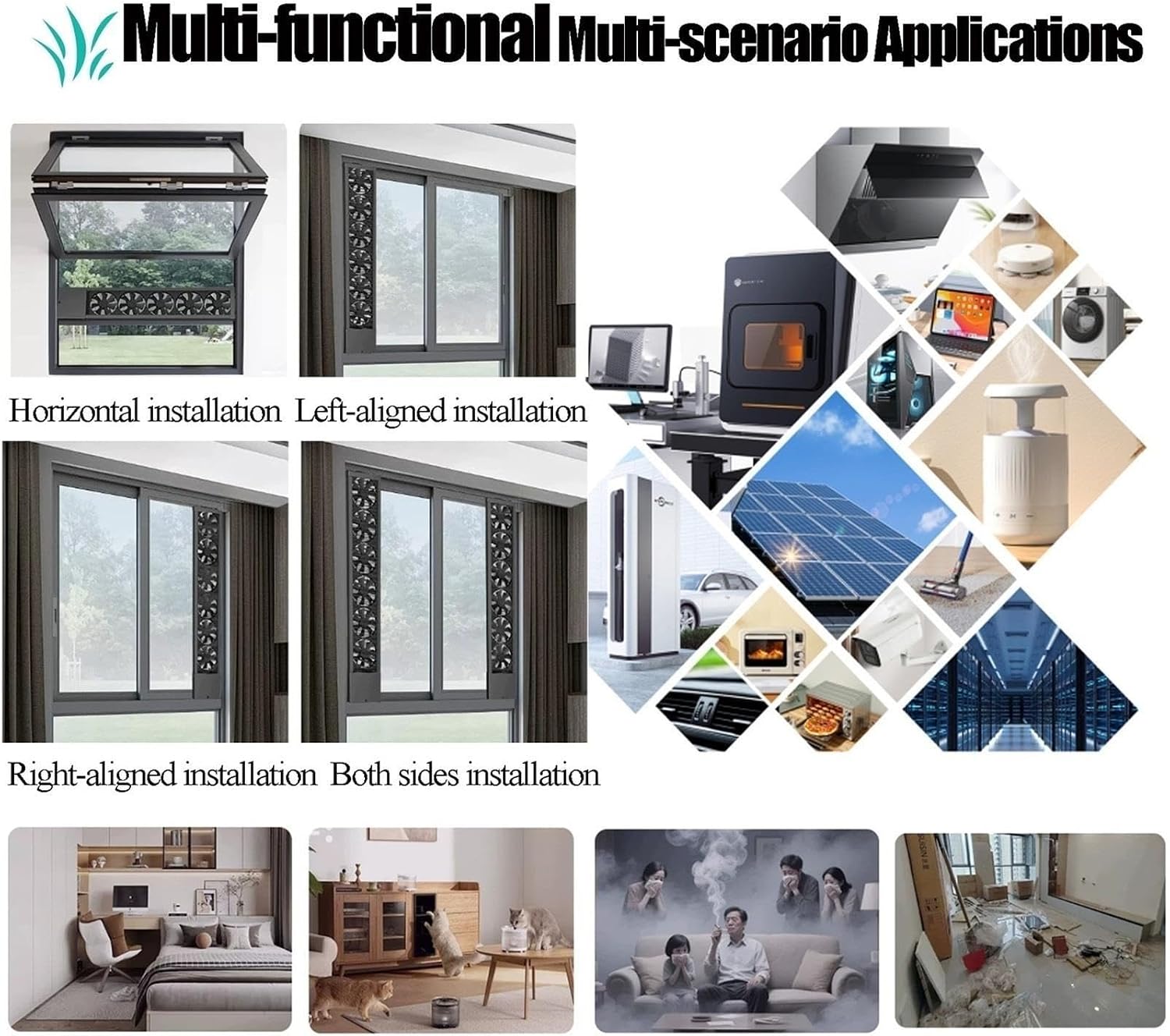 Vertical window air conditioner, reversible airflow window fan, No drilling