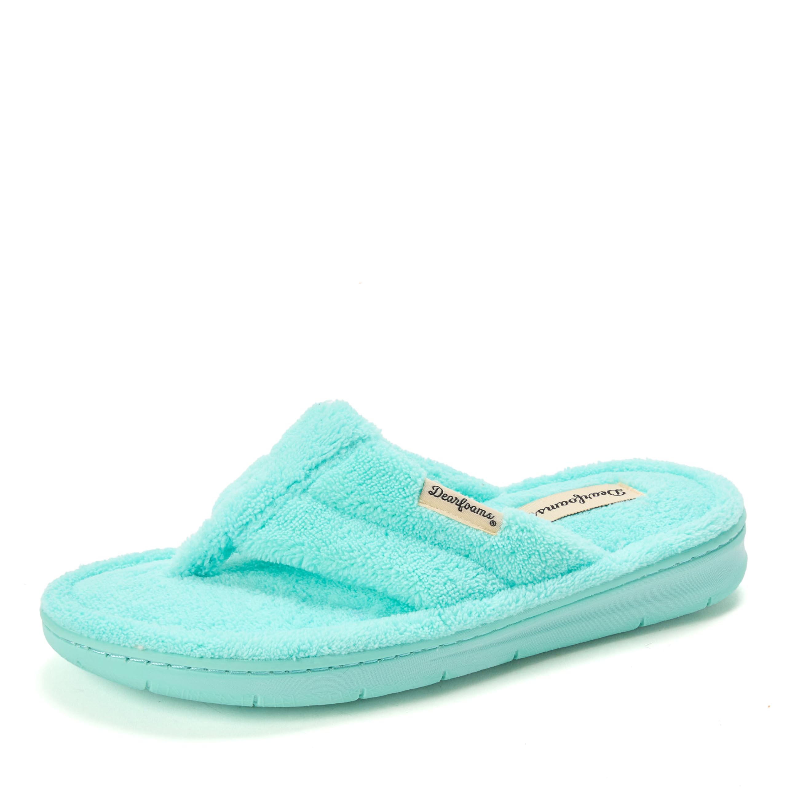 Dearfoams Women's Melanie Colorblocked Microfiber Terry Thong Slipper