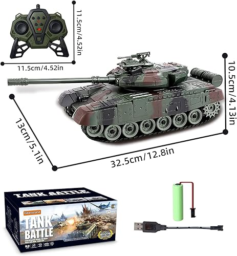 Miniatura 7 de Tanque RC a escala 128 de 9 canales de juguete de control remoto con sonidos y luces realistas, tanques de batalla militares de control de radio,
