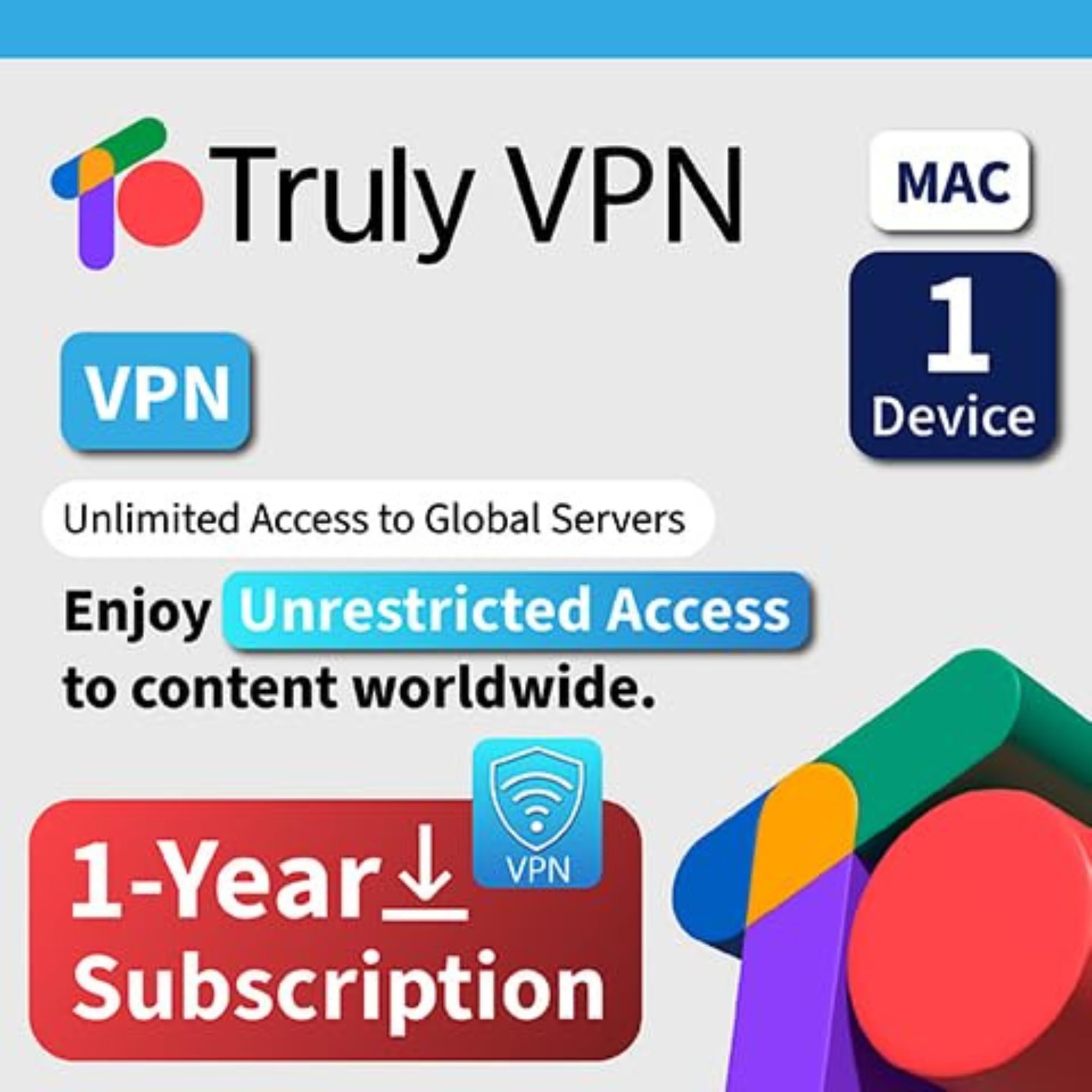 TrulyOffice Truly VPN for Mac | 1-Year Subscription | 1 Device | Unlimited Access to Global Servers | Secure and Private Browsing | Physical Activation Card