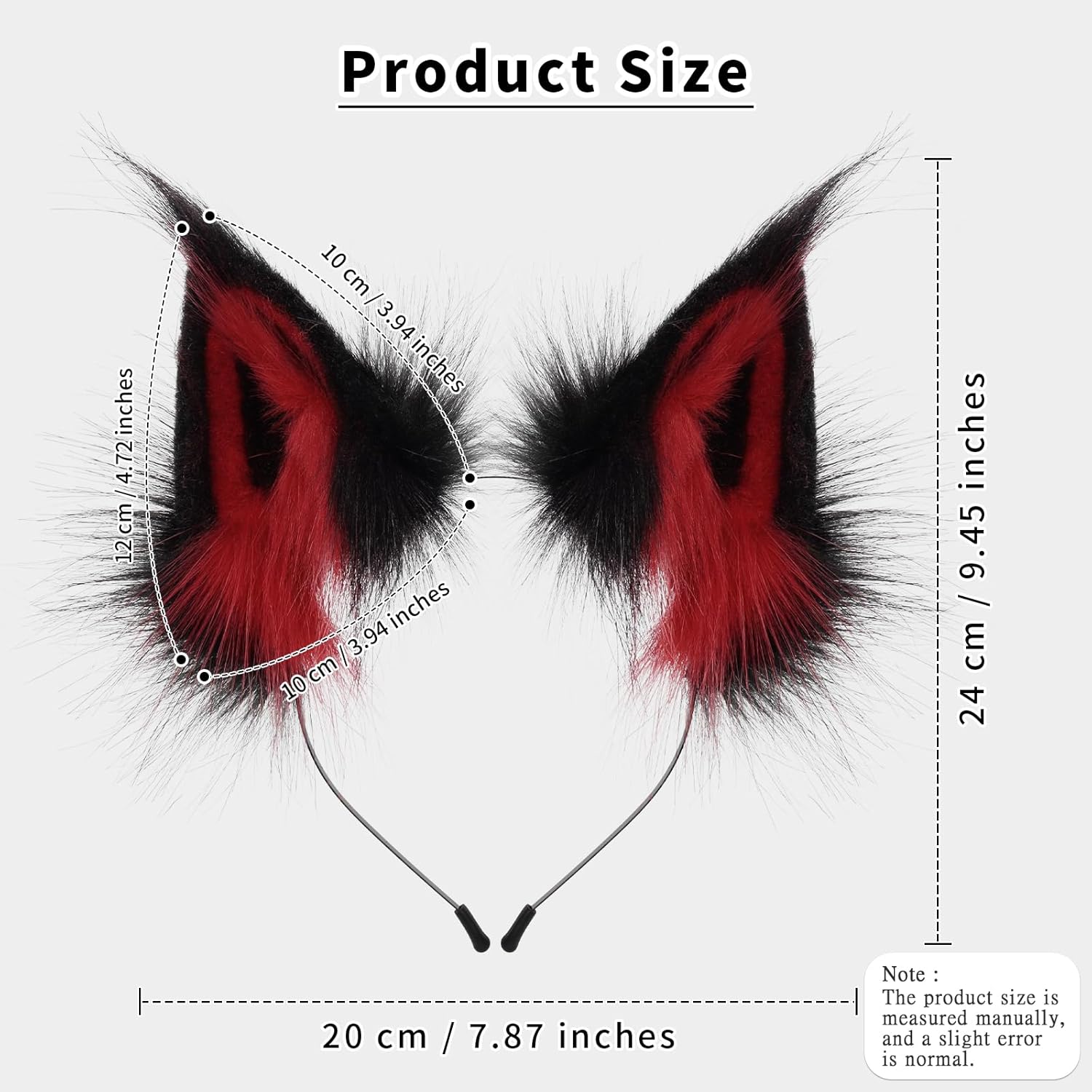 HAOAN Animal Faux Fur Fox Wolf Ear Headband Furry Handmade Hairband Headwear Costume Cosplay Accessories - Image 4