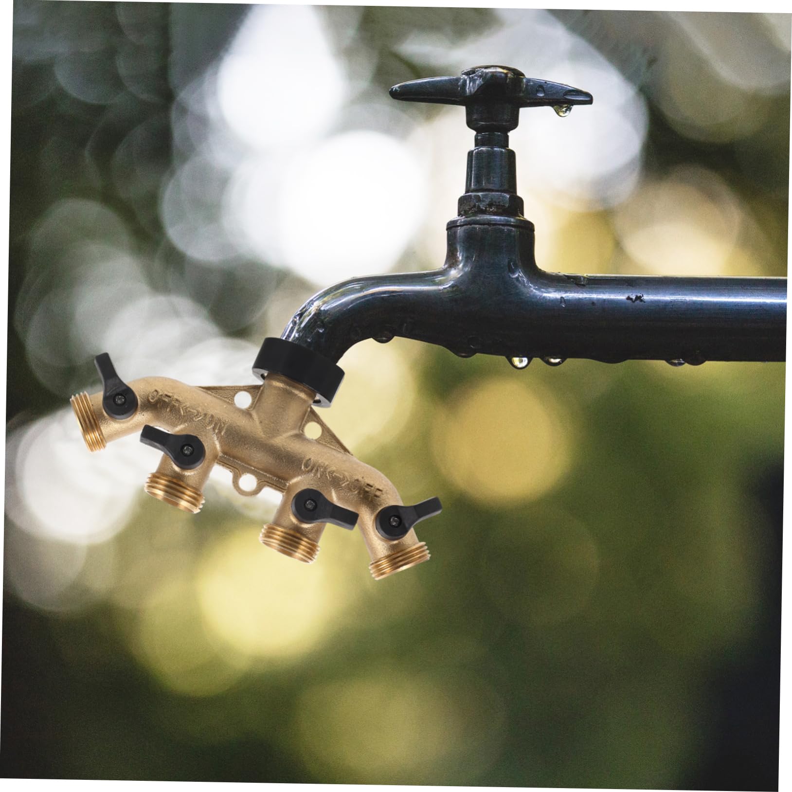 jojofuny Sdoppiatore Rubinetto Giardino in Ottone a 4 Vie, Valvola a Sfera, Senza Perdite, Facile da Installare per Irrigazione e Lavaggio Auto