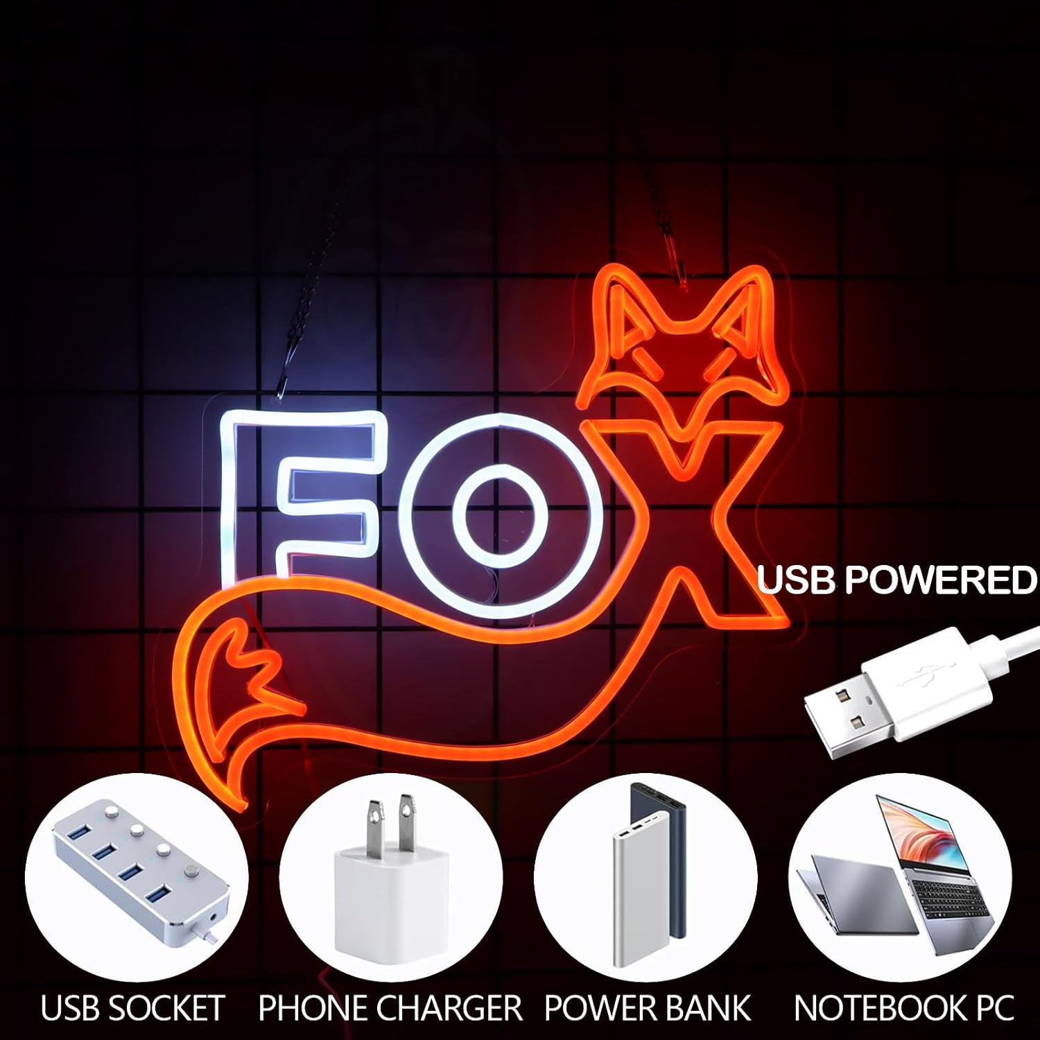 Cute Fox LED Neon Light, Animal Neon Sign for Kids Room Decor Party Birthday Gifts，Fox Gifts for Animal Lovers - Image 9