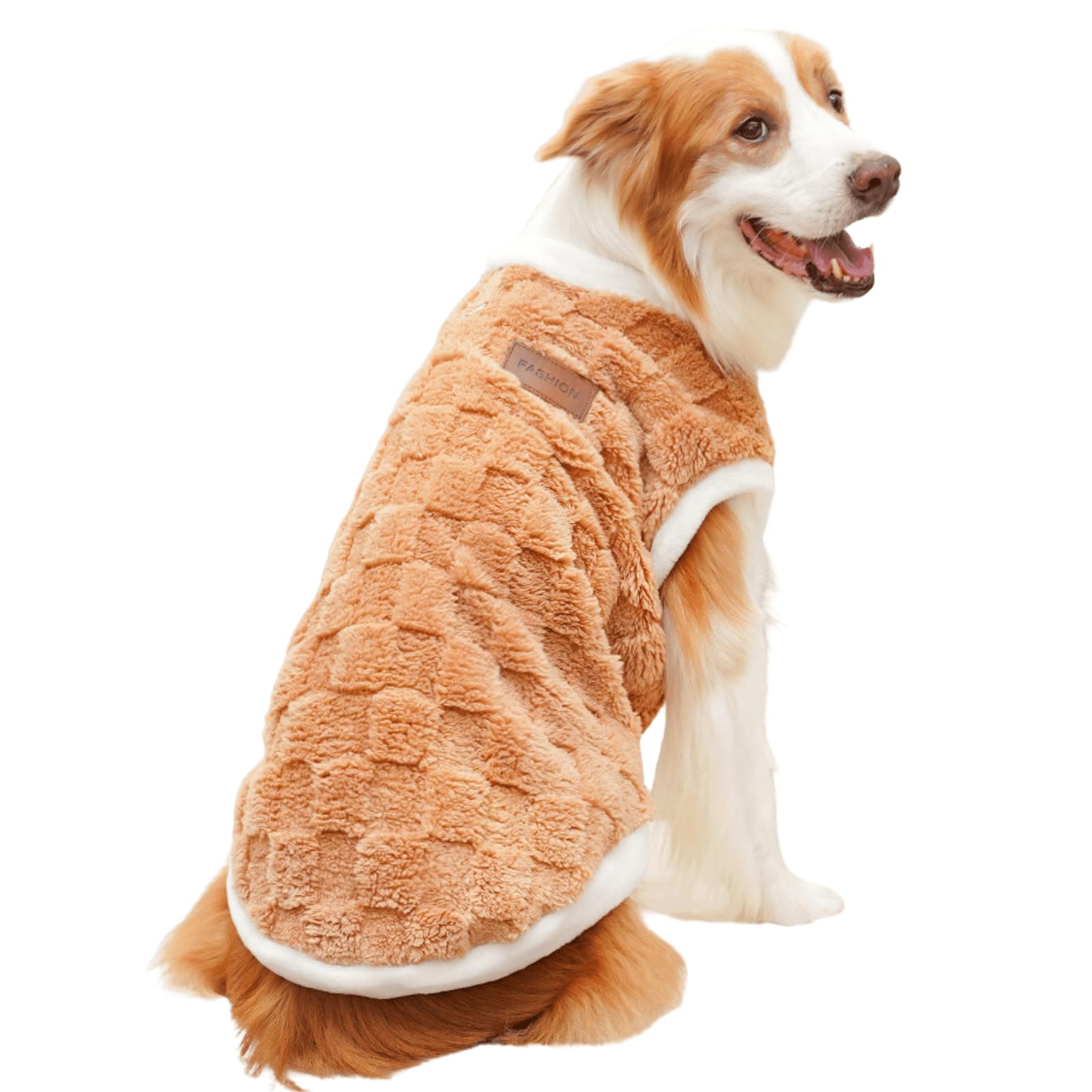 Large Dog Sweater with D-Ring,Classic Checkered Dog Winter Flannel Warm Pullover Vest,Cold Weather Dog Sweatshirts Pajamas Jumpers Pet Christmas Outfits for Small Medium Large Dogs_S(Brown)