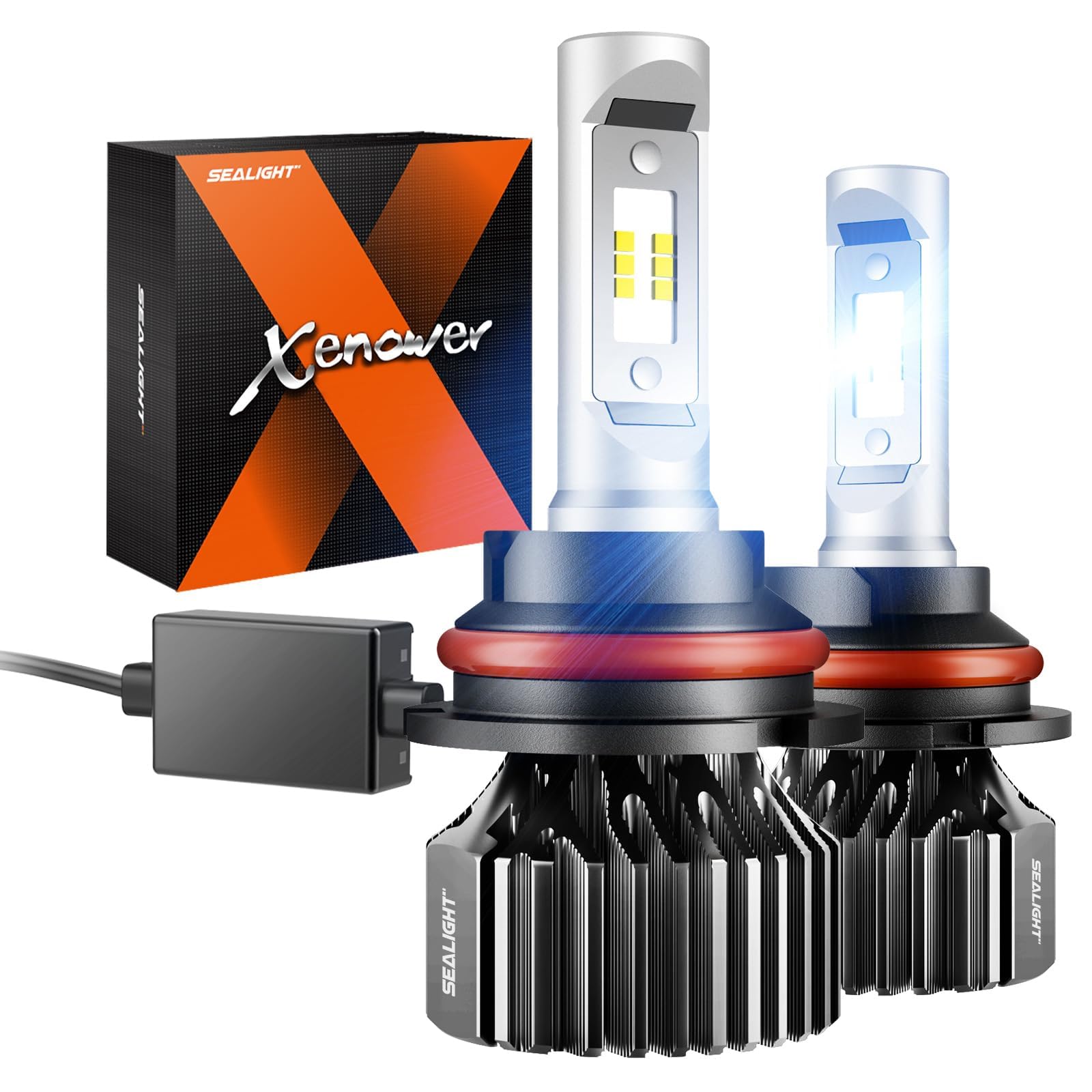 SEALIGHT9007/HB5 Bulbs or ATV Bulbs, 9007 6 times Brightness 22000LM 9007 Dual Hi/Lo Beam Bulbs, 9007 Bulbs Easy Plug-N-Play 9007 Powersport or Fog Bulbs, Pack of 2