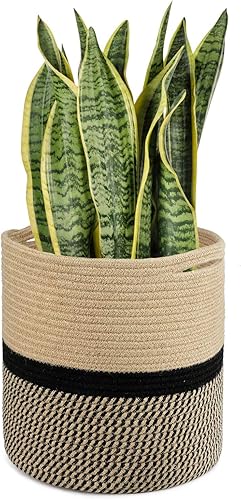 Miniatura 45 de TIMEYARD – Cesta para plantas de cuerda de yute, cesta tejida grande moderna para macetas de 11'' para jardineras interiores, cesta de Yute Mixto