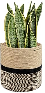 TIMEYARD Sturdy Jute Rope Plant Basket Modern Woven Basket for 11" Flower Pot Floor Indoor Planters, 12.5'' x 12.5'' Stora...