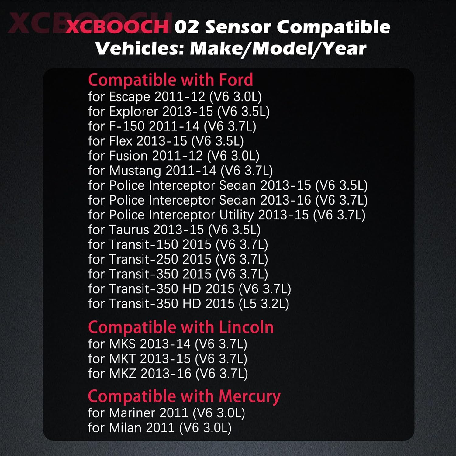 Automotive Replacement Oxygen O2 Sensor 234-5038 234-4490 Set of 4, 02 Sensor Compatible with Ford for F150 for Mustang for Police Interceptor for Transit, for Lincoln for MKS for MKT for MKZ