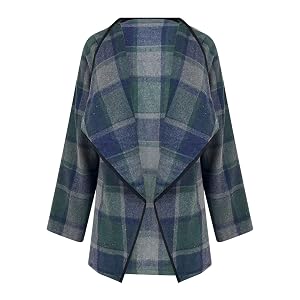 Cardigan Sweaters for Women Plaid Shawl Collar Shacket Flannel Shirt Jacket Open Front Cardigans Lightweight Jackets