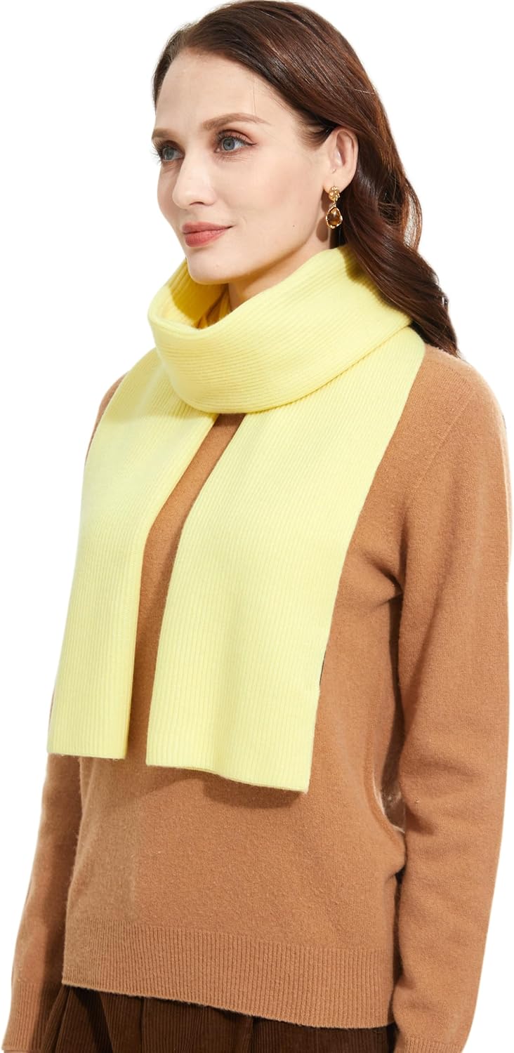 Elegant 100% Cashmere Scarf for Women Luxury Warm Scarves Yellow - Image 5