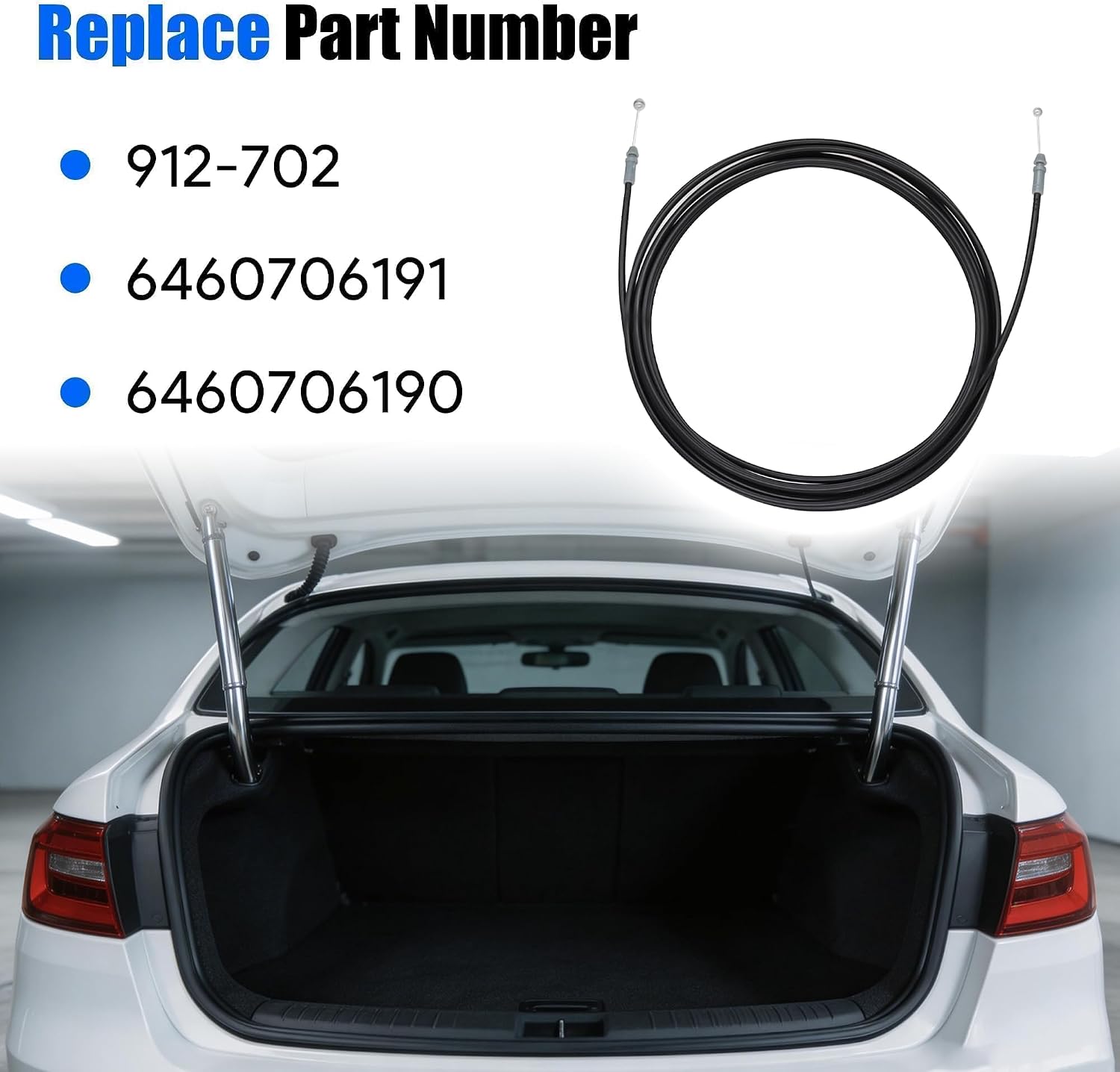 Trunk Lid Release Cable Compatible with 2012-2014 Camry L for 2012 2013 2014 2015 2016 2017 Camry LE XLE SE XLE 2015-2017 for Camry XSE Replace 912-702 6460706191 6460706190