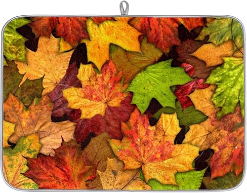 Tapete absorbente para secar platos con hojas de arce otoñal, tapete escurridor de platos de microfibra de Acción de Gracias, tapete escurridor de