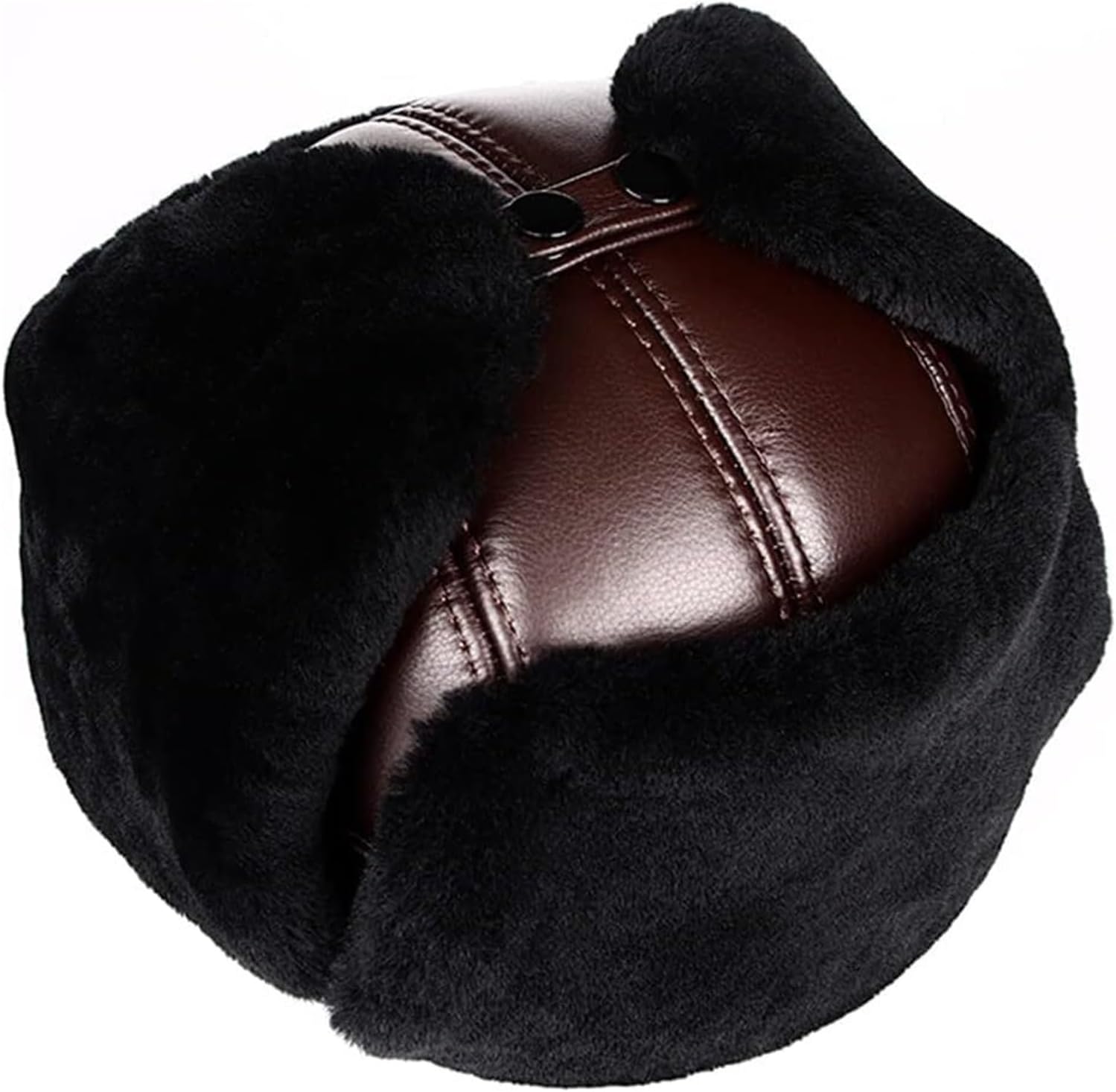 Trooper Trapper Hat, Trooper Hat, Leather Winter Trapper Hat Hunting Ski Hat with Ear Flaps for Men & Women