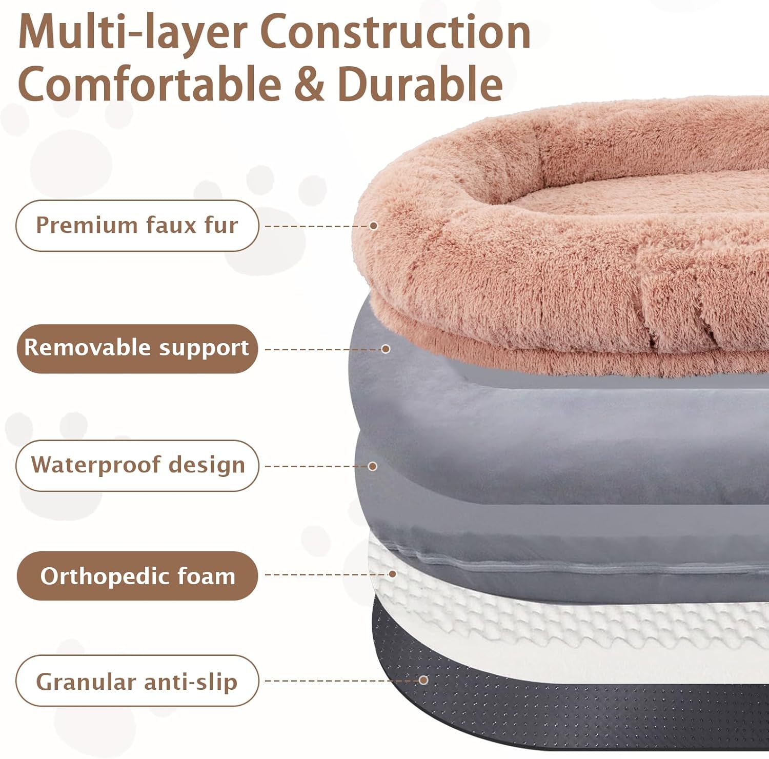 ROOMTEC Human Dog Bed, 71''x45''x12'' Size Fits Adult and Pet Washable Giant People Bed 10 CM Thick Memory Foam Large Oversize Pet Bed with Plump Pillow, Blanket, Strap - Pink