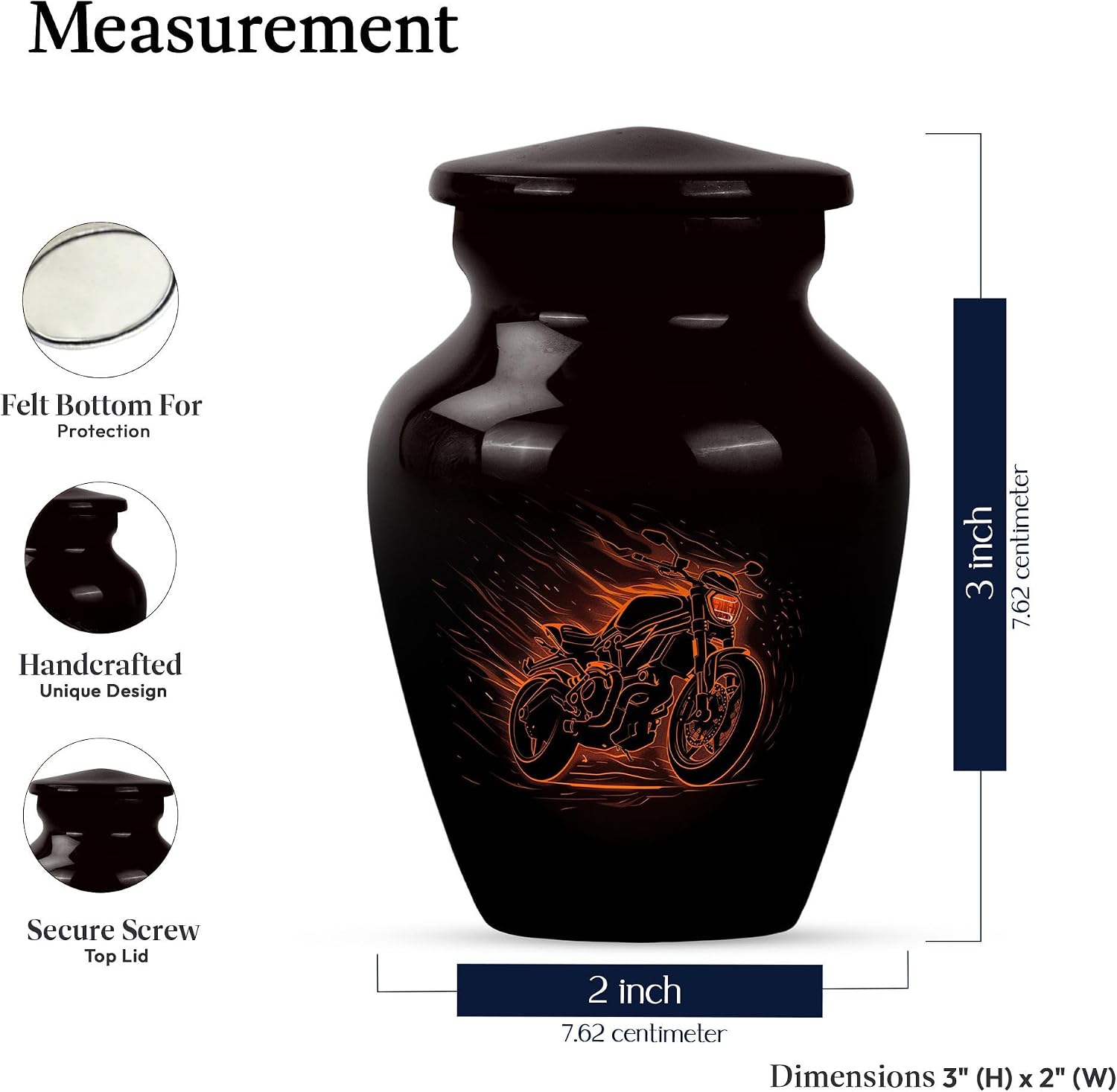 Motorcycle Set of 5 Urns for Human Ashes - Motorcycle Urn - Black Mini 3 Inch Keepsake for Biker - Bike Small Decorative Urns for Men - Large Funeral Urn for Human Ashes Adult 10 Inch