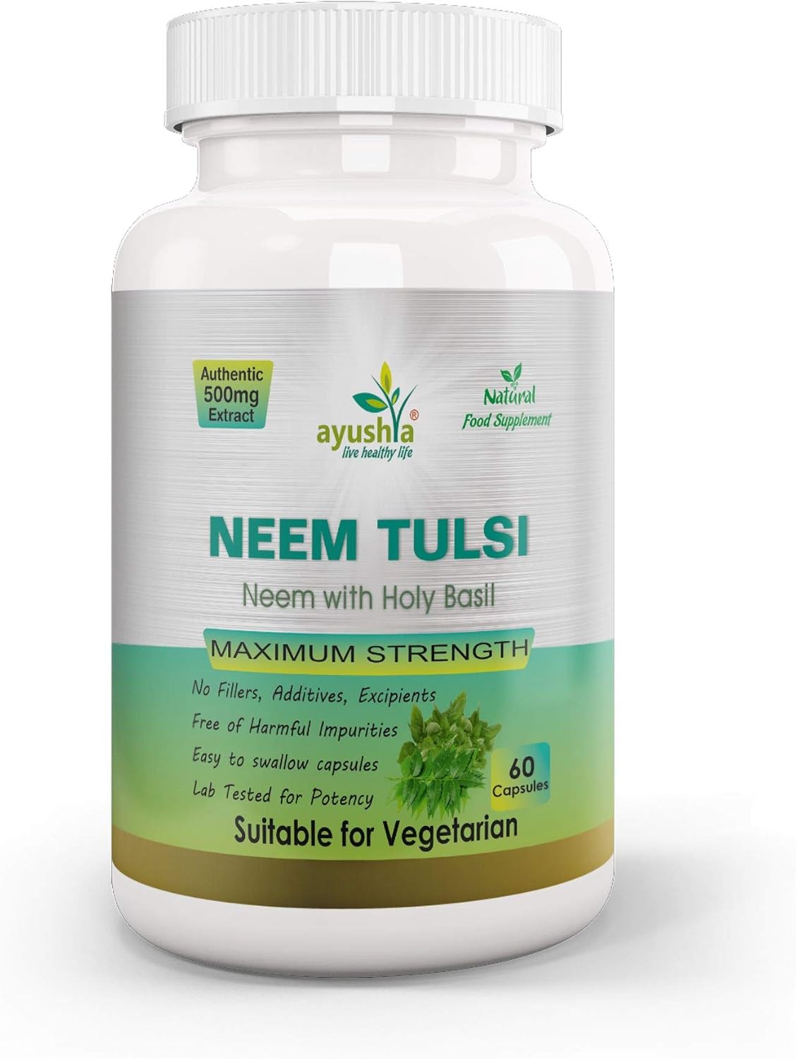 Neem Tulsi Capsule, Natural, 60 count (Pack of 1)
