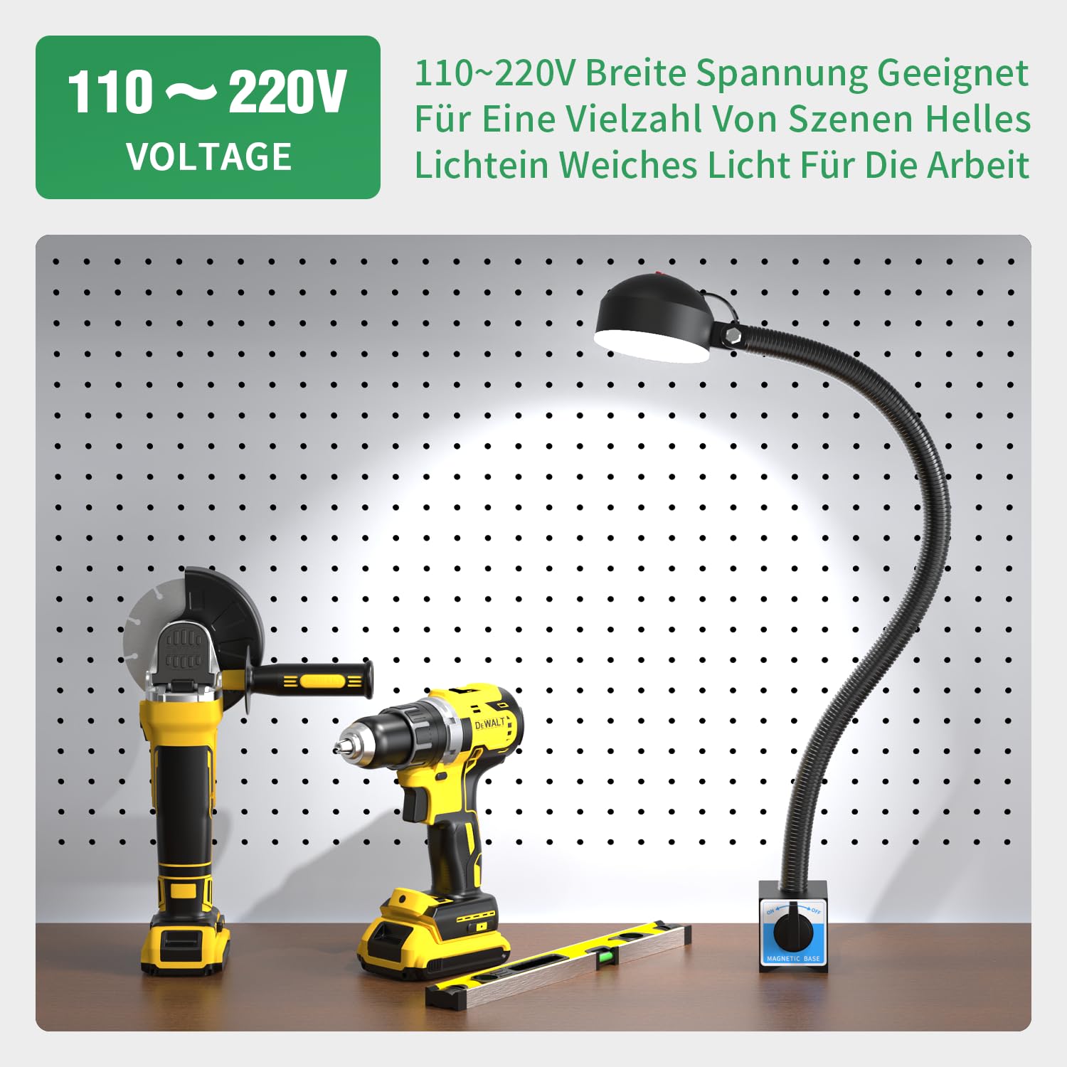 Magnetische LED Drehmaschine Lampe Maschinenlampe mit Magnetfuß 10W 1100 Lumen Flexibel Wasserdicht Arm Drehmaschine Lampe für Nähmaschine Drehbank Fräsen Bohrmaschine Industrielle Beleuchtung （6000K）