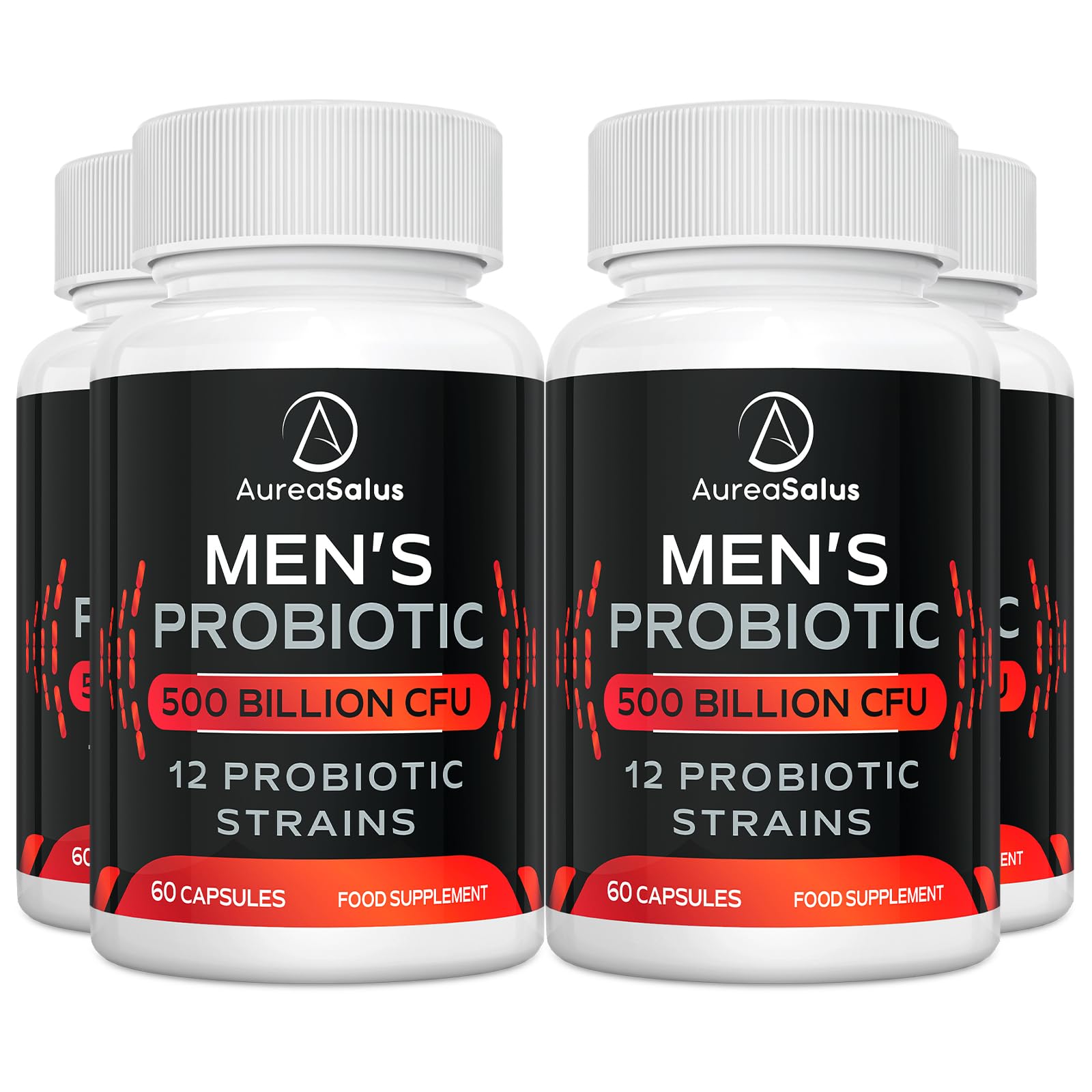 Probiotic for Men, 500 Billion CFU 12 Strains, Men's Probiotic with Cranberry, Turmeric, Goji Berry, Probiotics for Gut & Digestive Health, Gluten and Dairy Free, 60 Capsules (60 Count (Pack of 4))