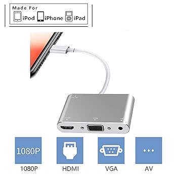 Amazon | Lightn-ing to HDMI/Audio/VGA 変換アダプタ HD 1080P