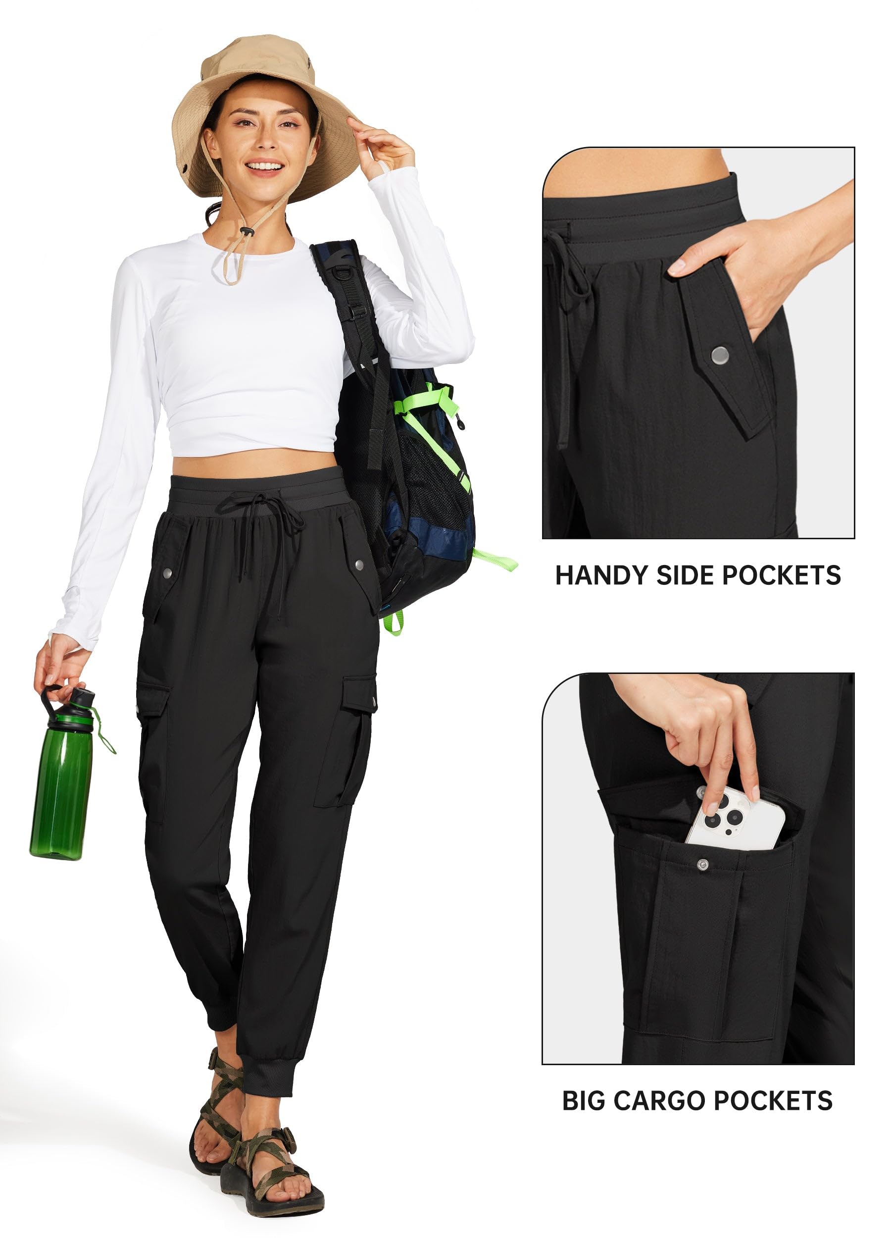 WILLIT Pantaloni cargo da jogging da donna, leggeri, ad asciugatura rapida, per attività all'aria aperta, per allenamento, viaggi, casual, impermeabili