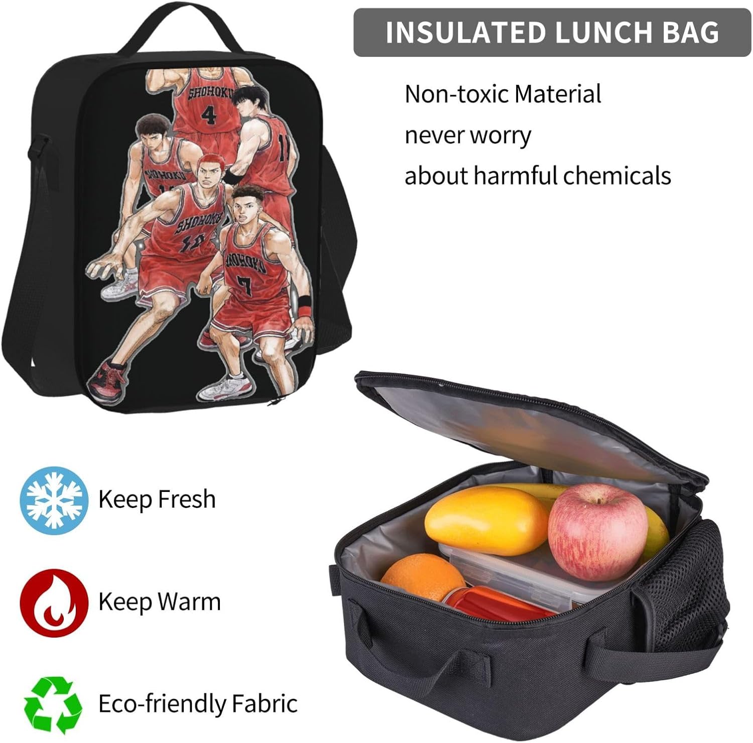 [CHAOJIMAIJIA] 灌篮高手 保冷ランチバッグ 大容量 保冷保熱 折り畳み可能 防水 おしゃれ 男女兼用 会社 アウトドア