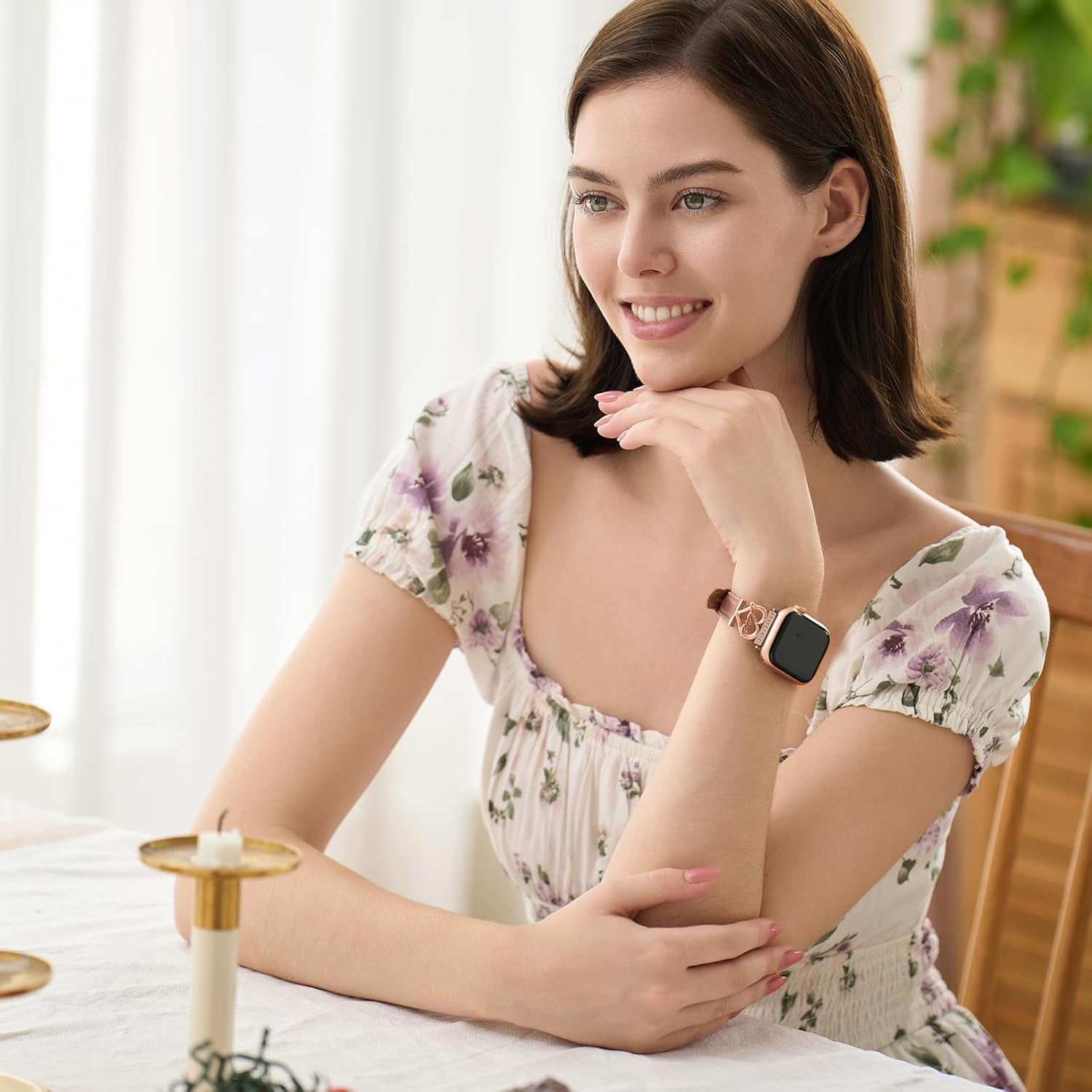 Leather Bands For Women Compatible with apple Watch Bands 38/40/41/42/44/45/46/49mm Ultra 3,Slim Thin Leather Strap Heart Love-Shaped Diamond for iWatch SE 3 Series 11 10 9 8 7 6 5 4 3 2 1 - Image 7