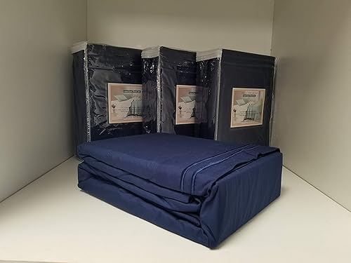 Miniatura 2 de Juego de sábanas ultrasuaves de 4 piezas para cama de agua, bastones de estancia libre, color sólido con bordado (King, azul marino)