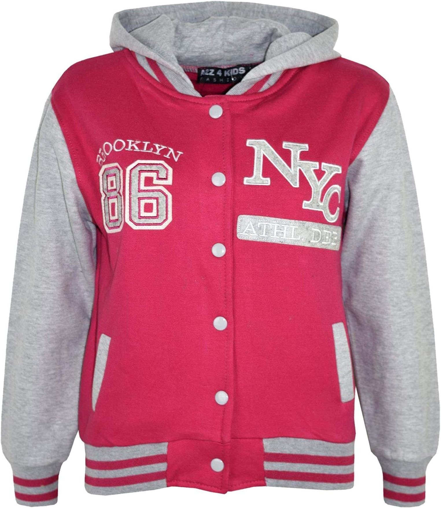 A2Z 4 KidsUnisex Kids Girls Boys Baseball Comfortable NY ATHLETIC Hooded Trending Jacket Varsity Hoodie For Kids Age 5-13 Years