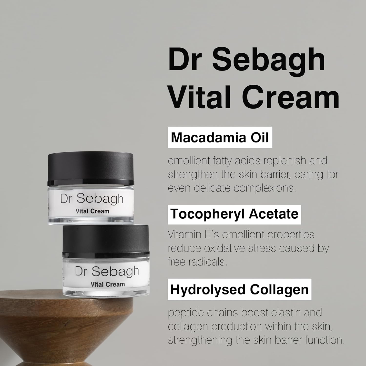 Dr Sebagh Vital Cream (1.7 fl oz) - Hydrating Moisturizer Face Cream - Revitalizing Facial Moisturizer for Normal/Dry Skin - Vitamin C Anti Aging - Deep Moisturizing & Lifting Formula - Image 4